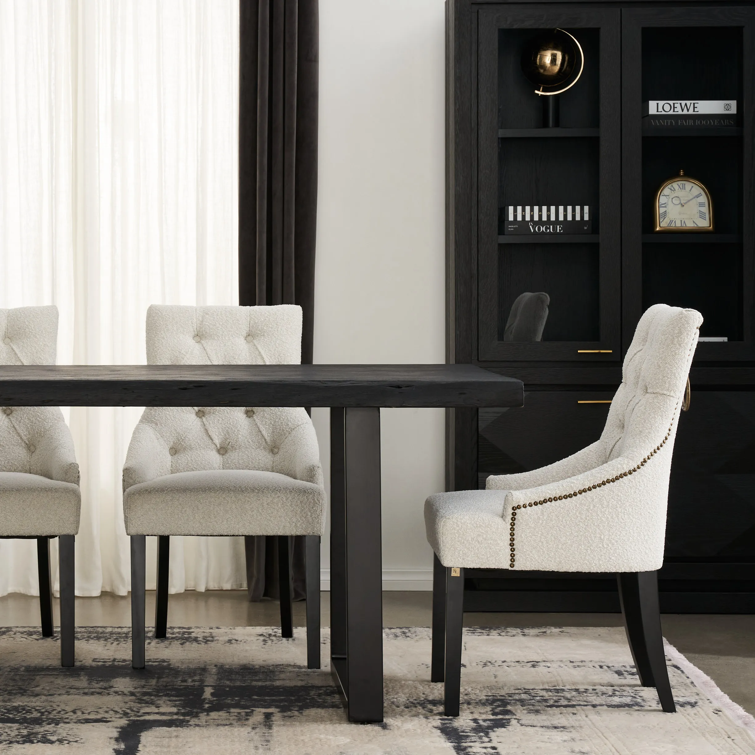 Saxon Black Vegan Leather Dining Chair