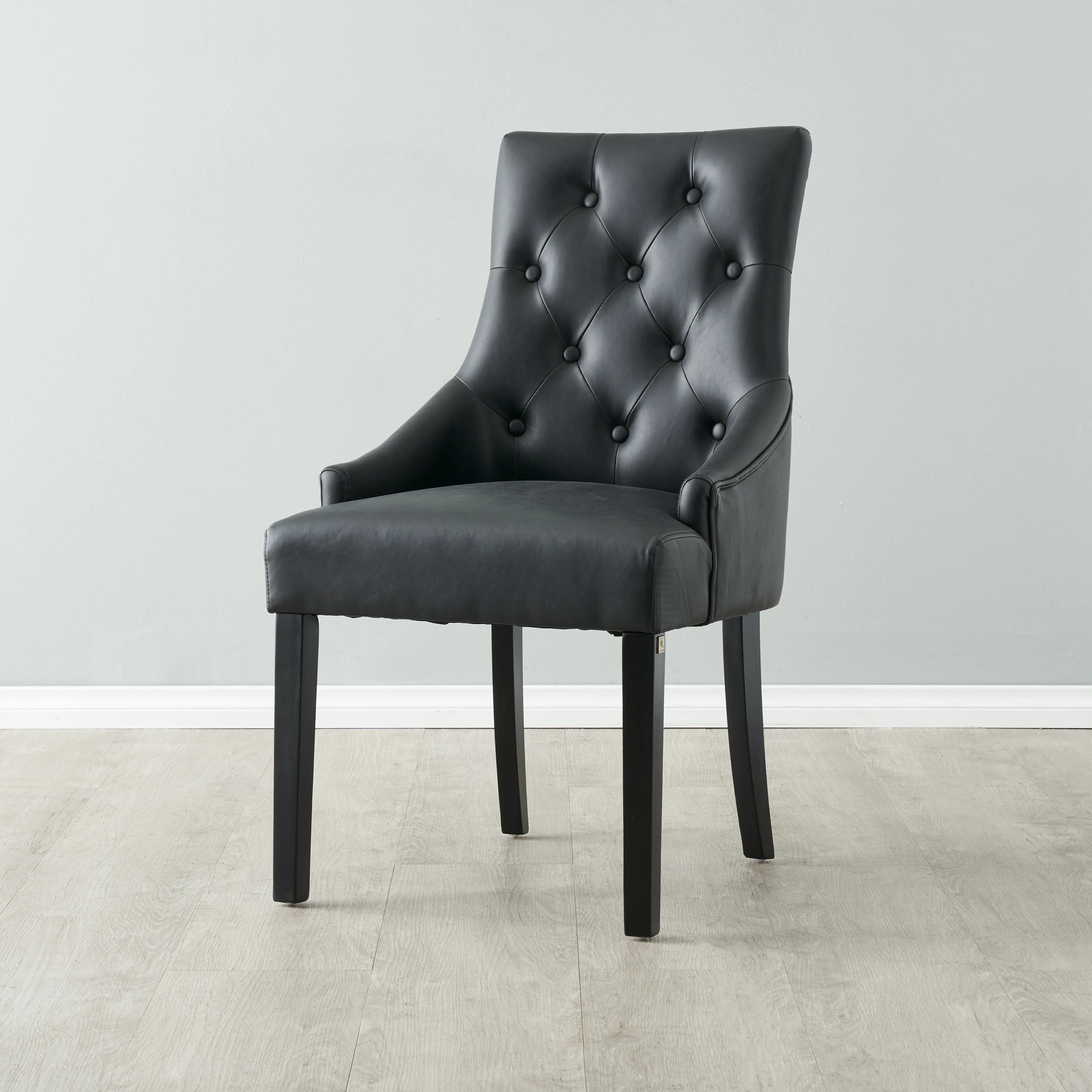 Saxon Black Vegan Leather Dining Chair