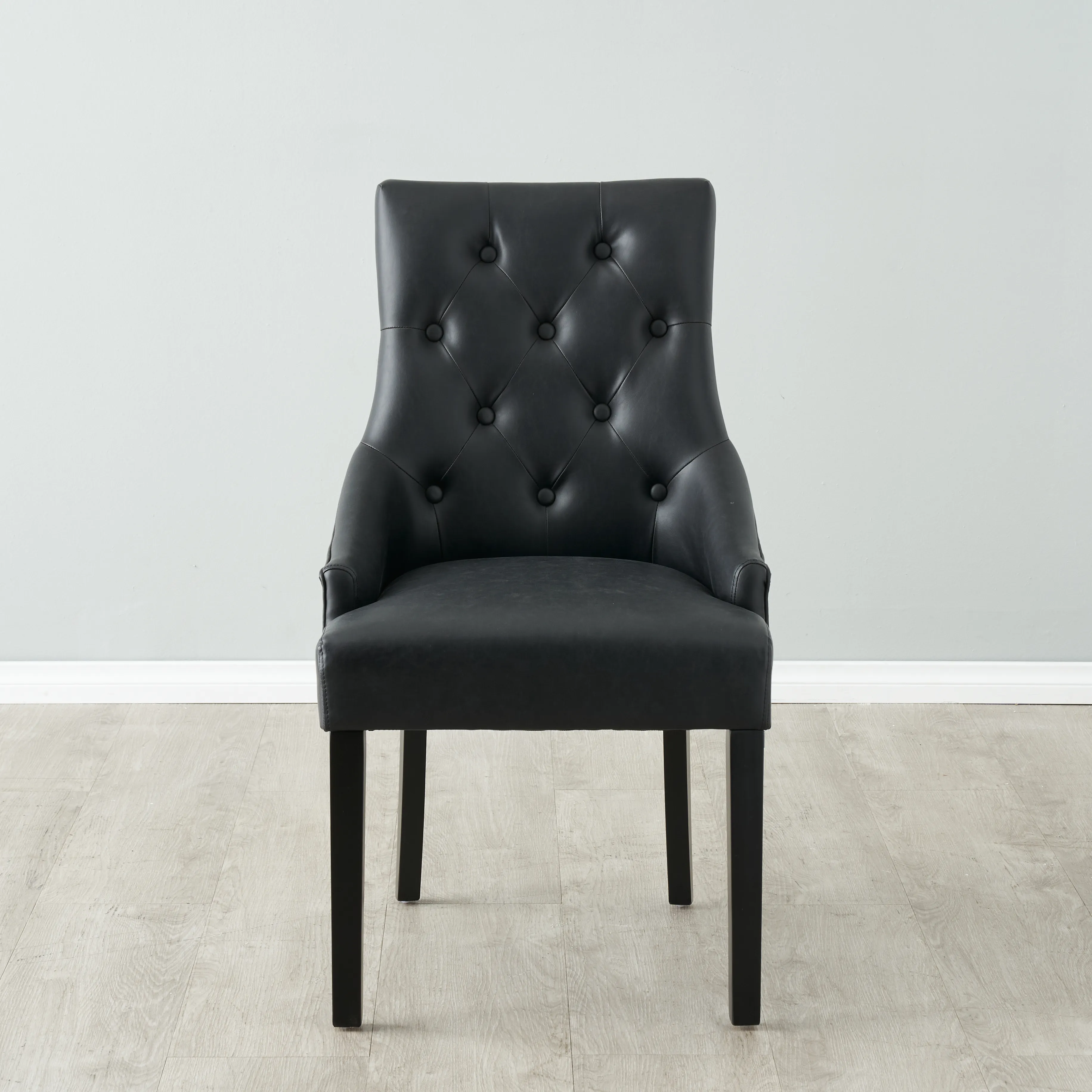 Saxon Black Vegan Leather Dining Chair