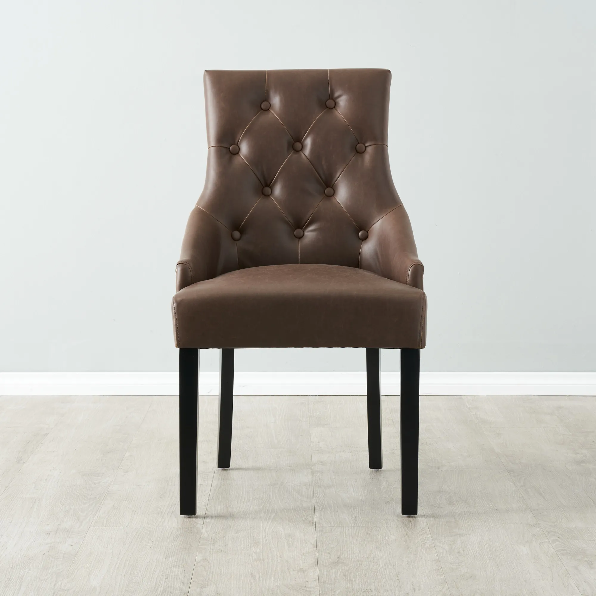 Saxon Brown Vegan Leather Dining Chair  