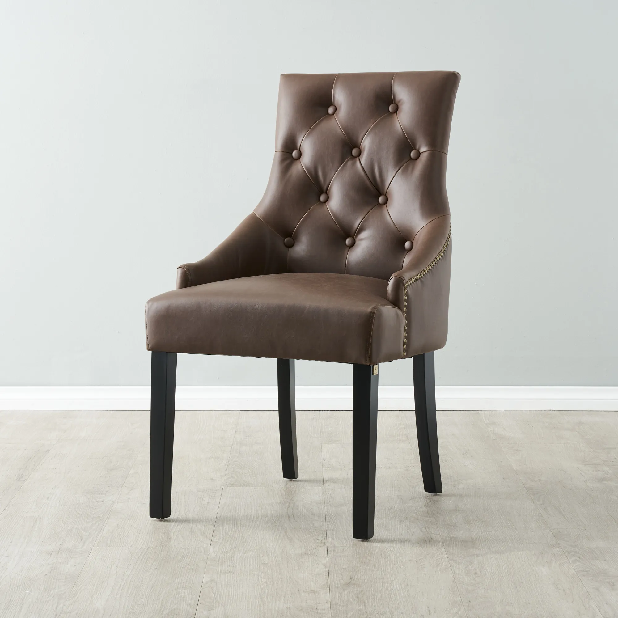 Saxon Brown Vegan Leather Dining Chair  