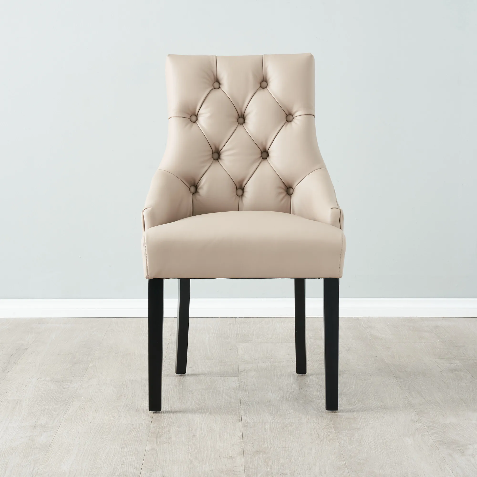 Saxon Nude Beige Vegan Leather Dining Chair  