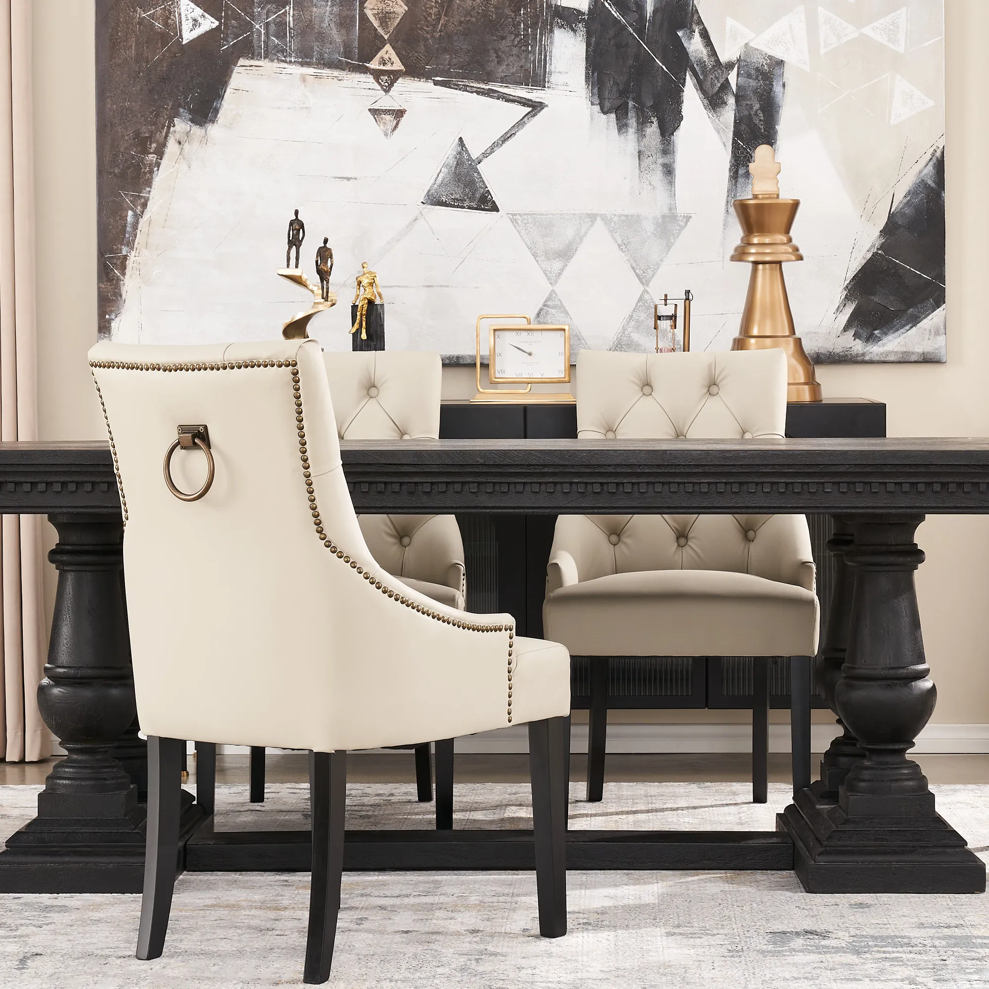 Saxon Cloud Grey Vegan Leather Dining Chair  