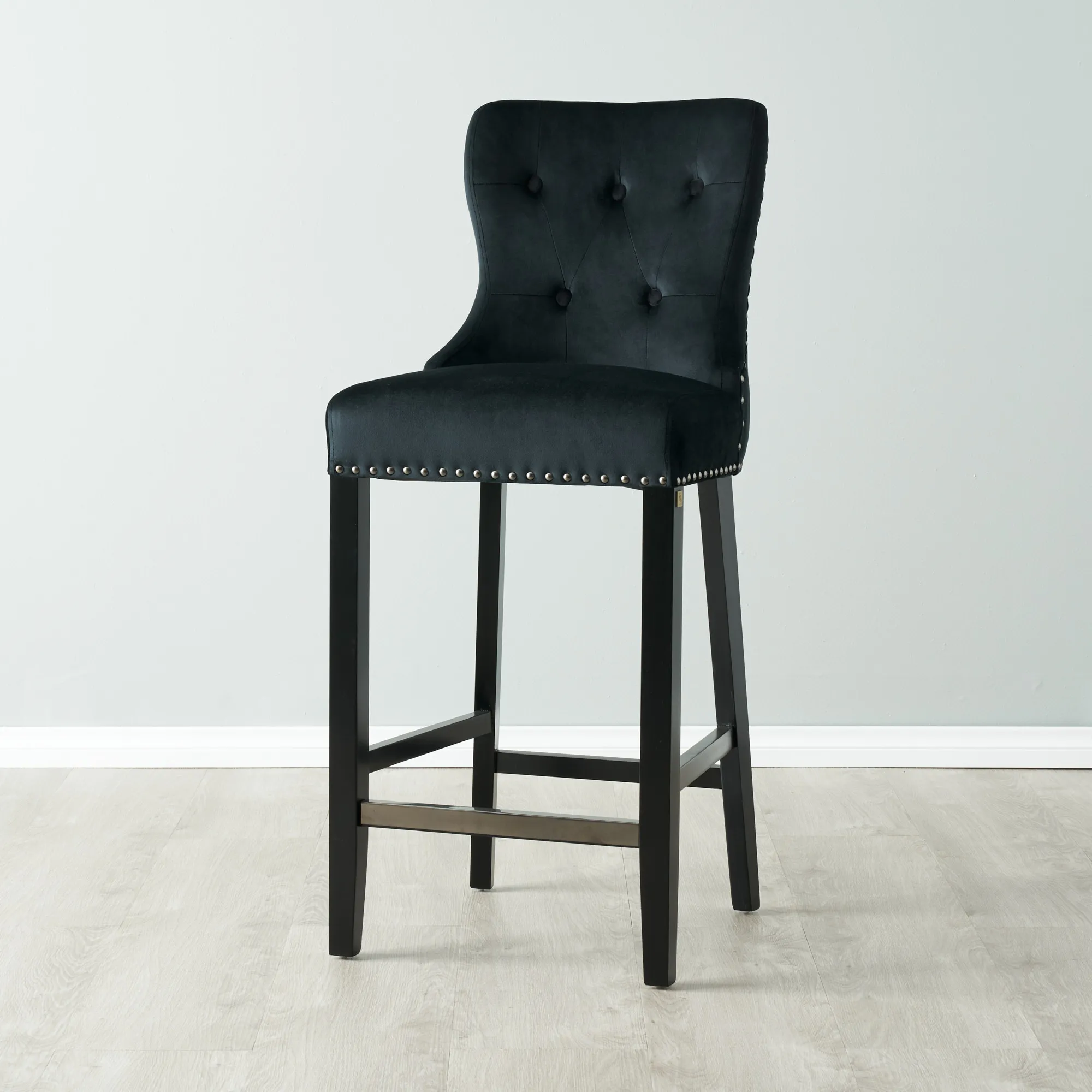 Viktor Black Velvet Bar Stool