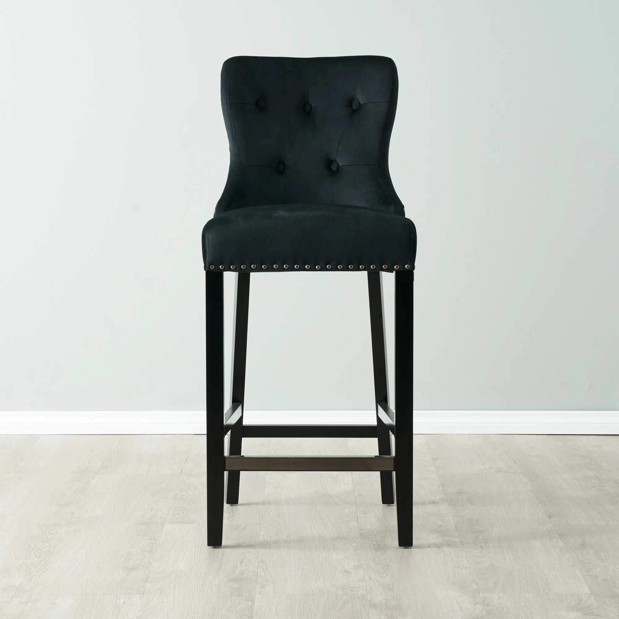 Viktor Black Velvet Bar Stool