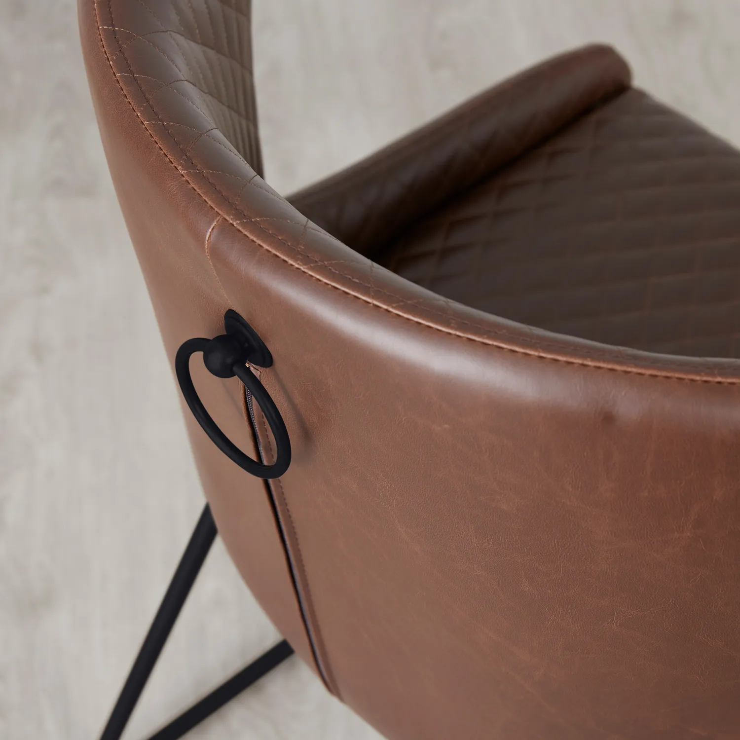 Quinn Brown Vegan Leather Dining Chair - Black legs