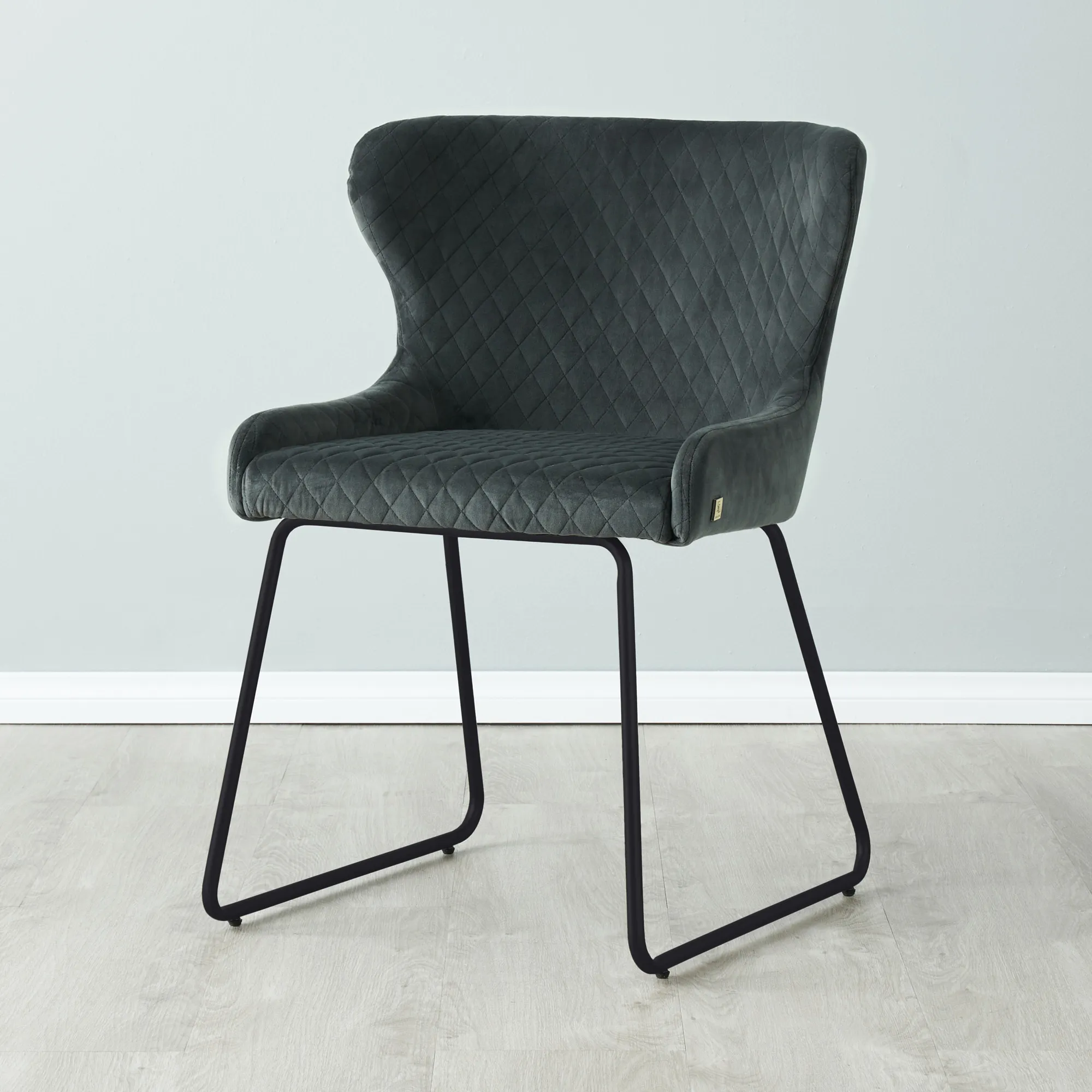Quinn Charcoal Velvet Dining Chair - Black Legs