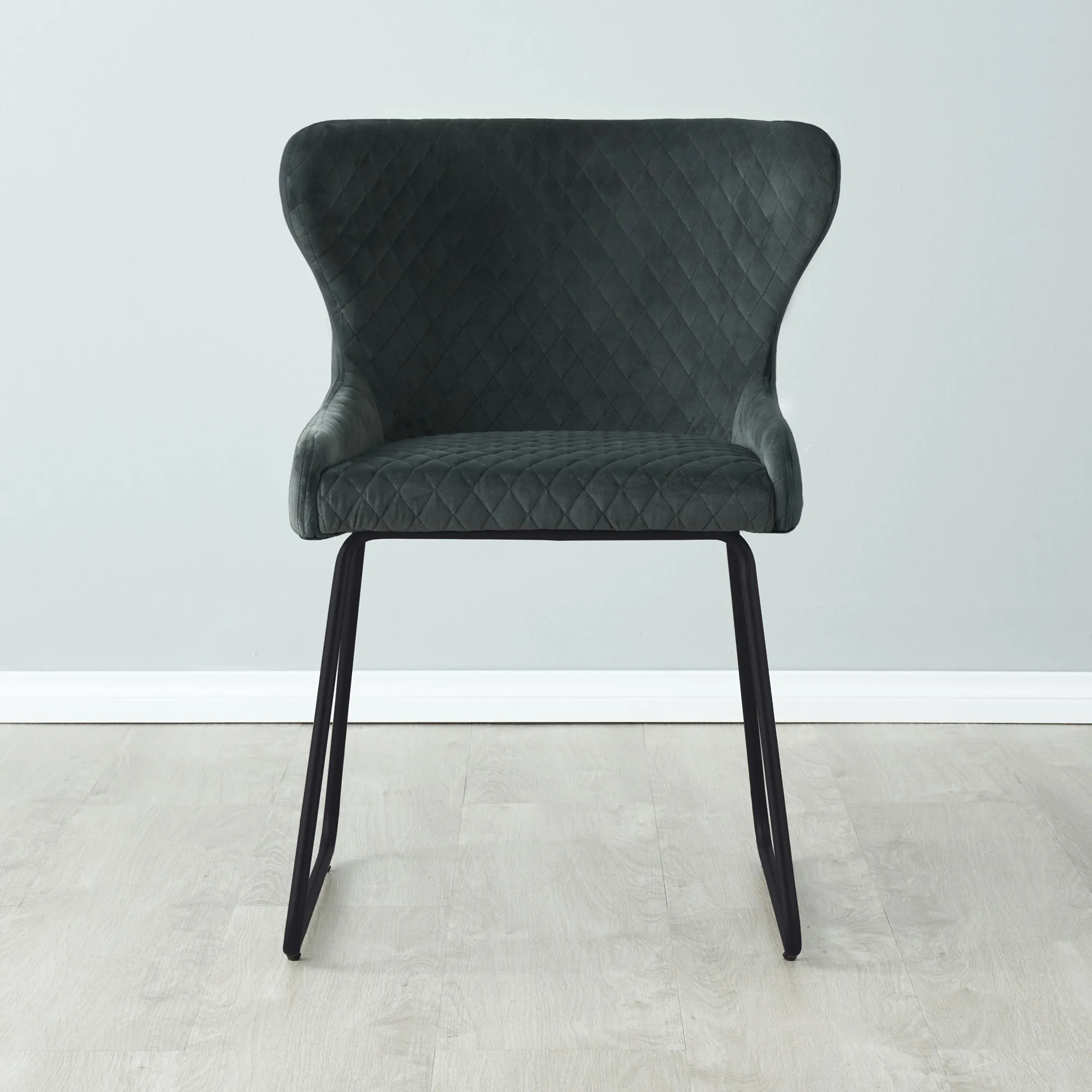 Quinn Charcoal Velvet Dining Chair - Black Legs