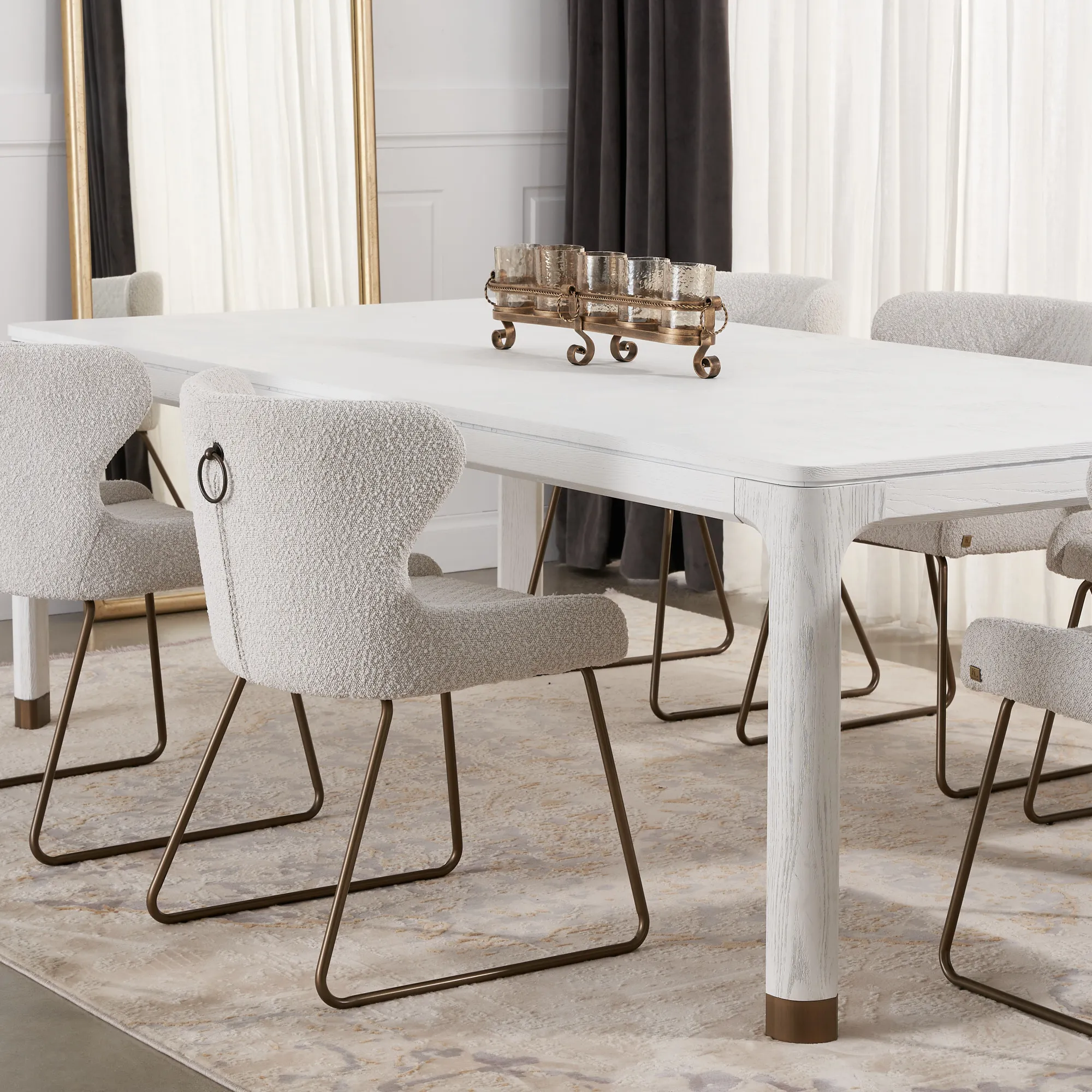 Quinn Beige Velvet Dining Chair - Brass Colour Legs