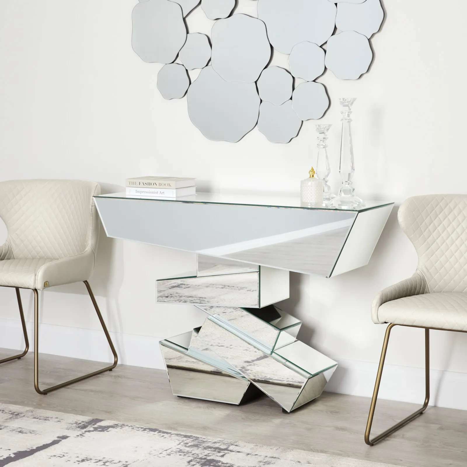 Quinn Cloud Grey Vegan Leather Dining Chair - Brass Colour Legs