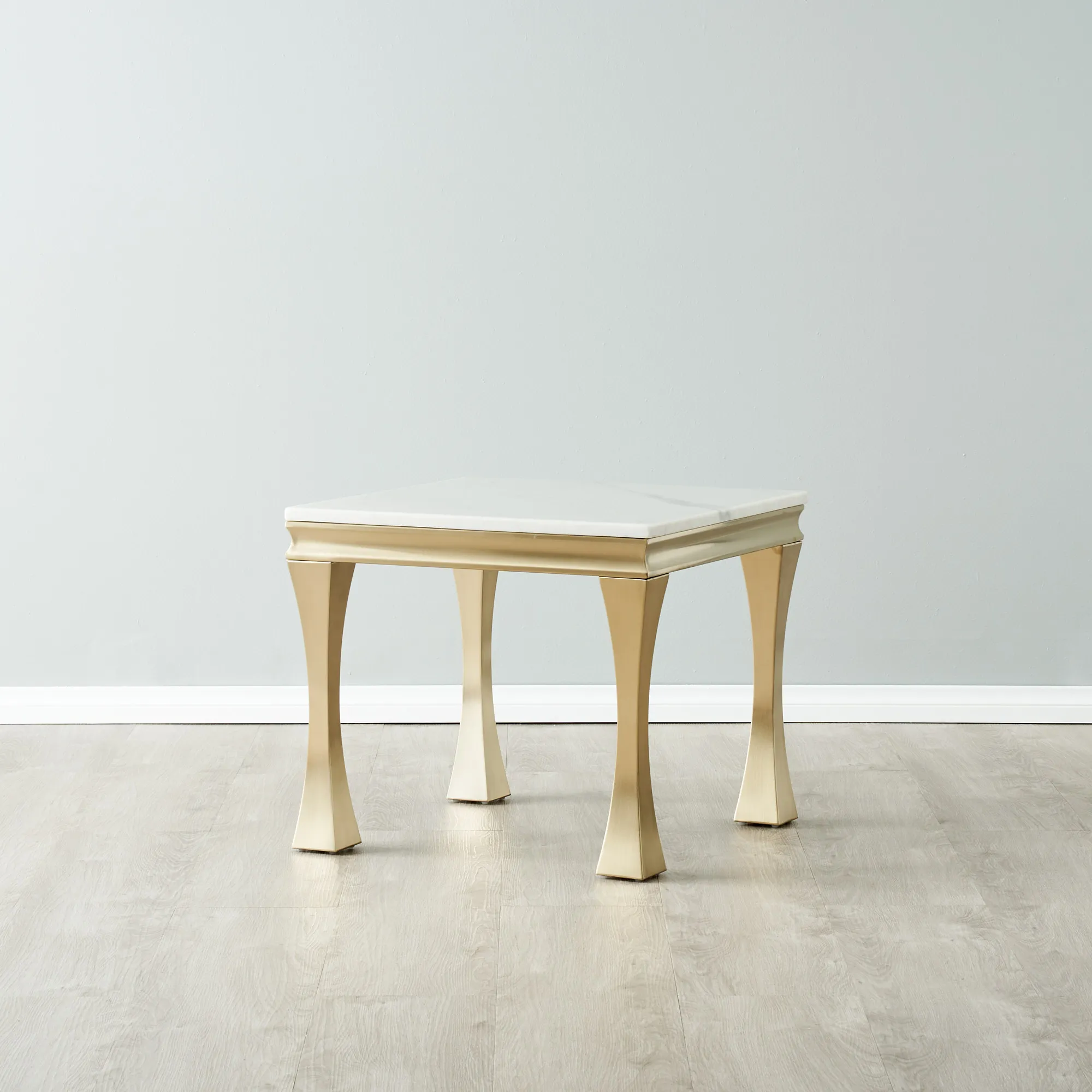 Melody Marble Side Table - Brushed Champagne Gold Legs