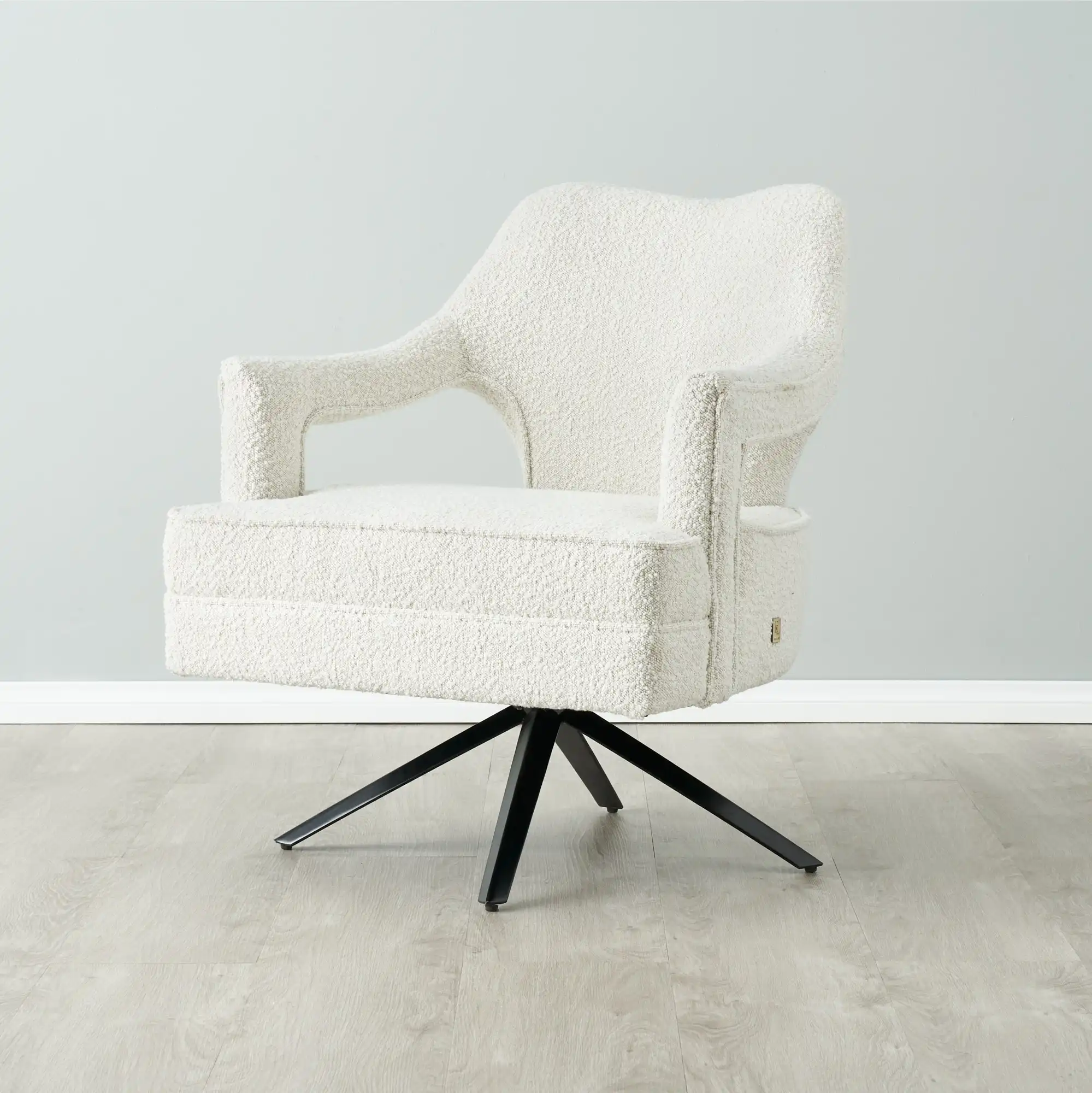 Burton Cream Boucle Occasional Chair - Black Metal Legs