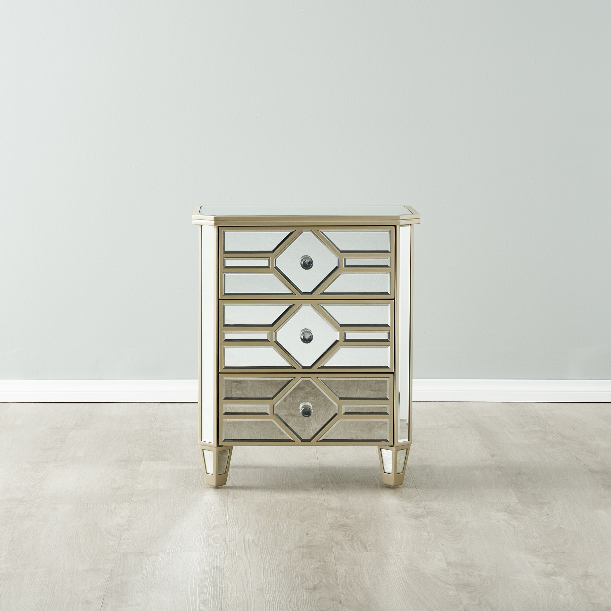 Madeleine Mirror Bedside Table - Champagne Gold Frame