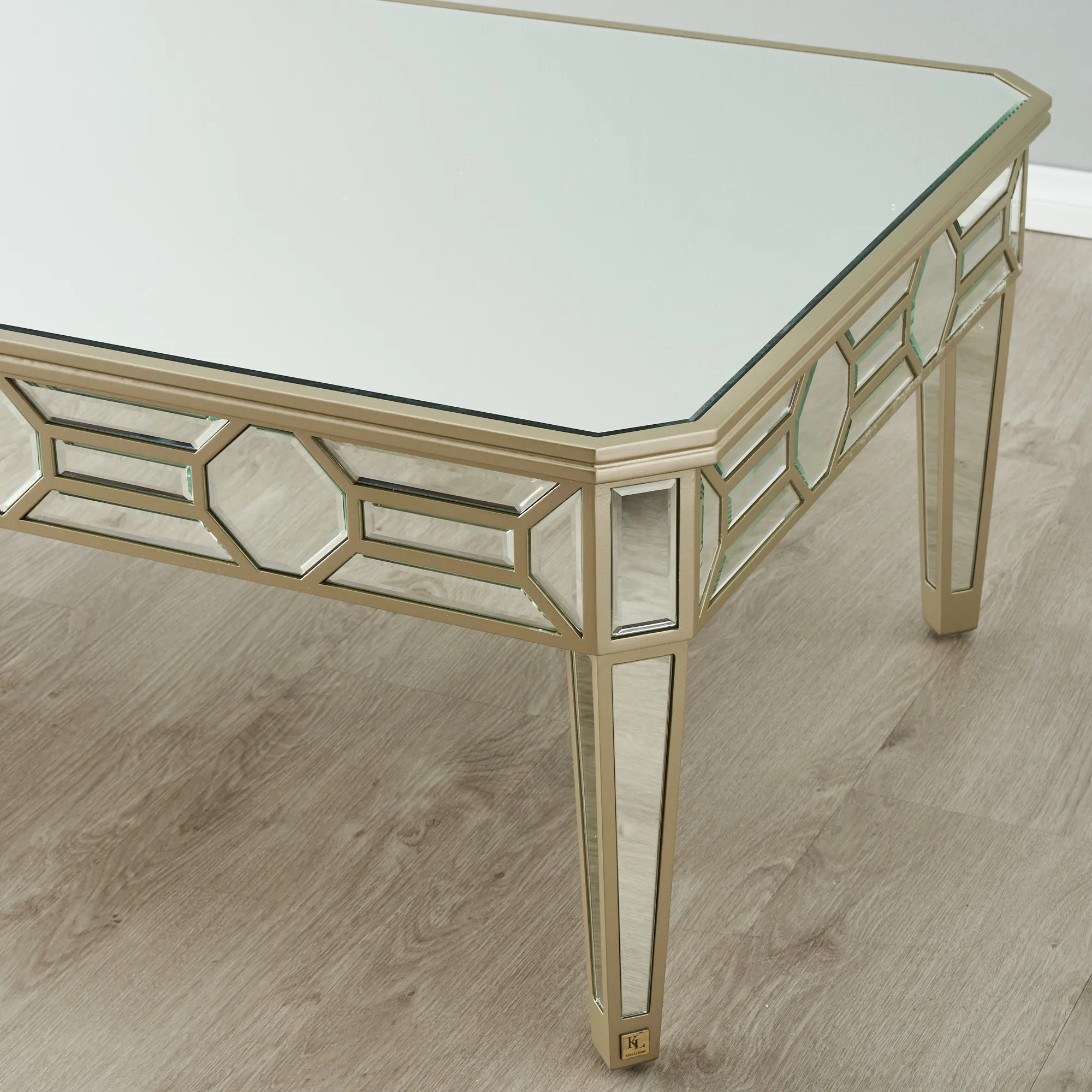 Madeleine Mirror Coffee Table - Champagne Gold Frame 