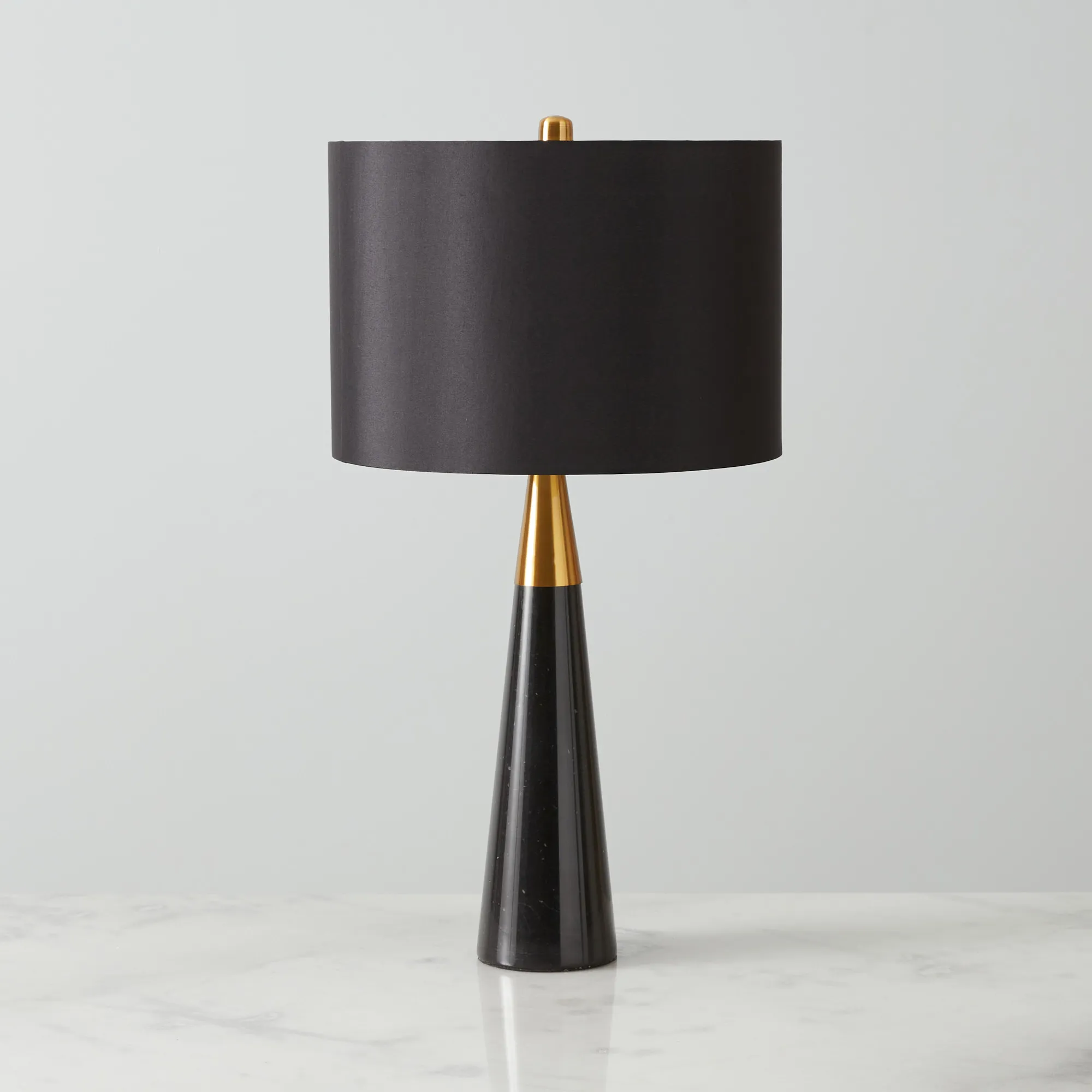 Nadia Black Marble Table Lamp - Black Fabric Lamp Shade