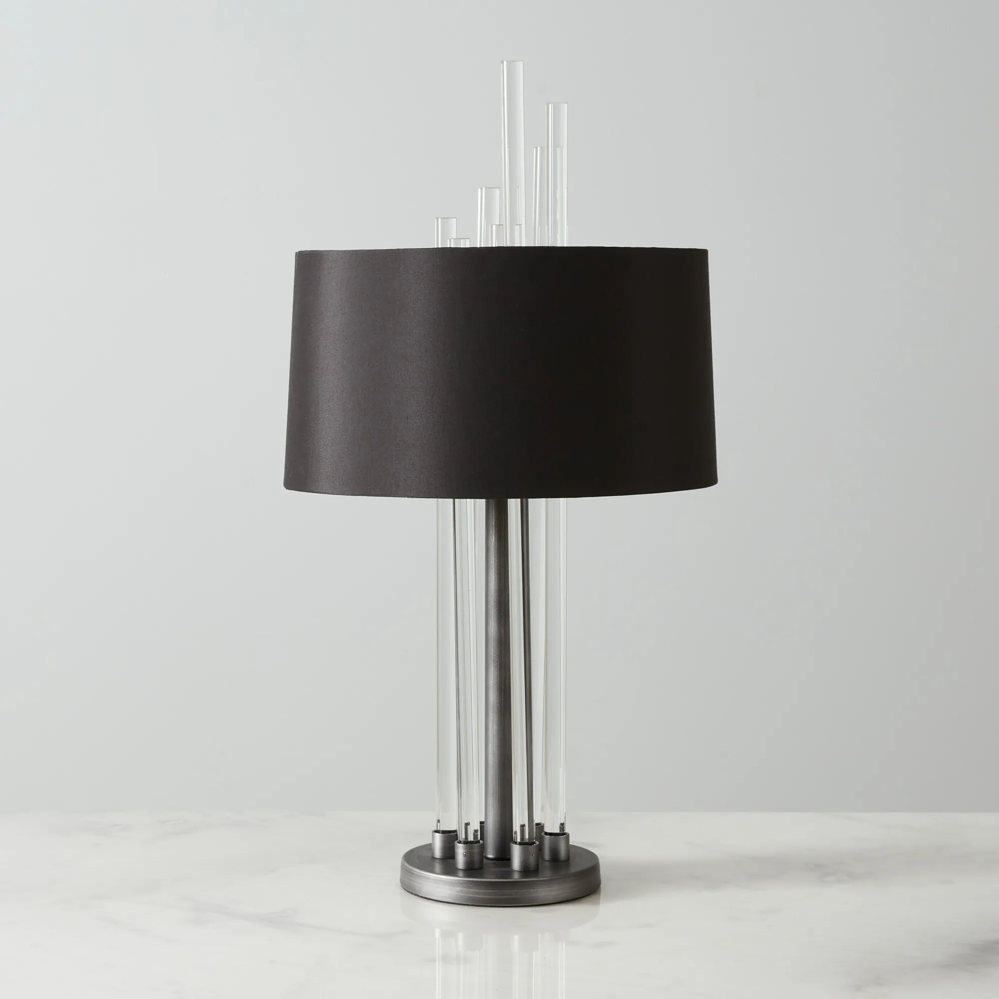Cassy Brushed Graphite Table Lamp - Black Fabric Lamp Shade
