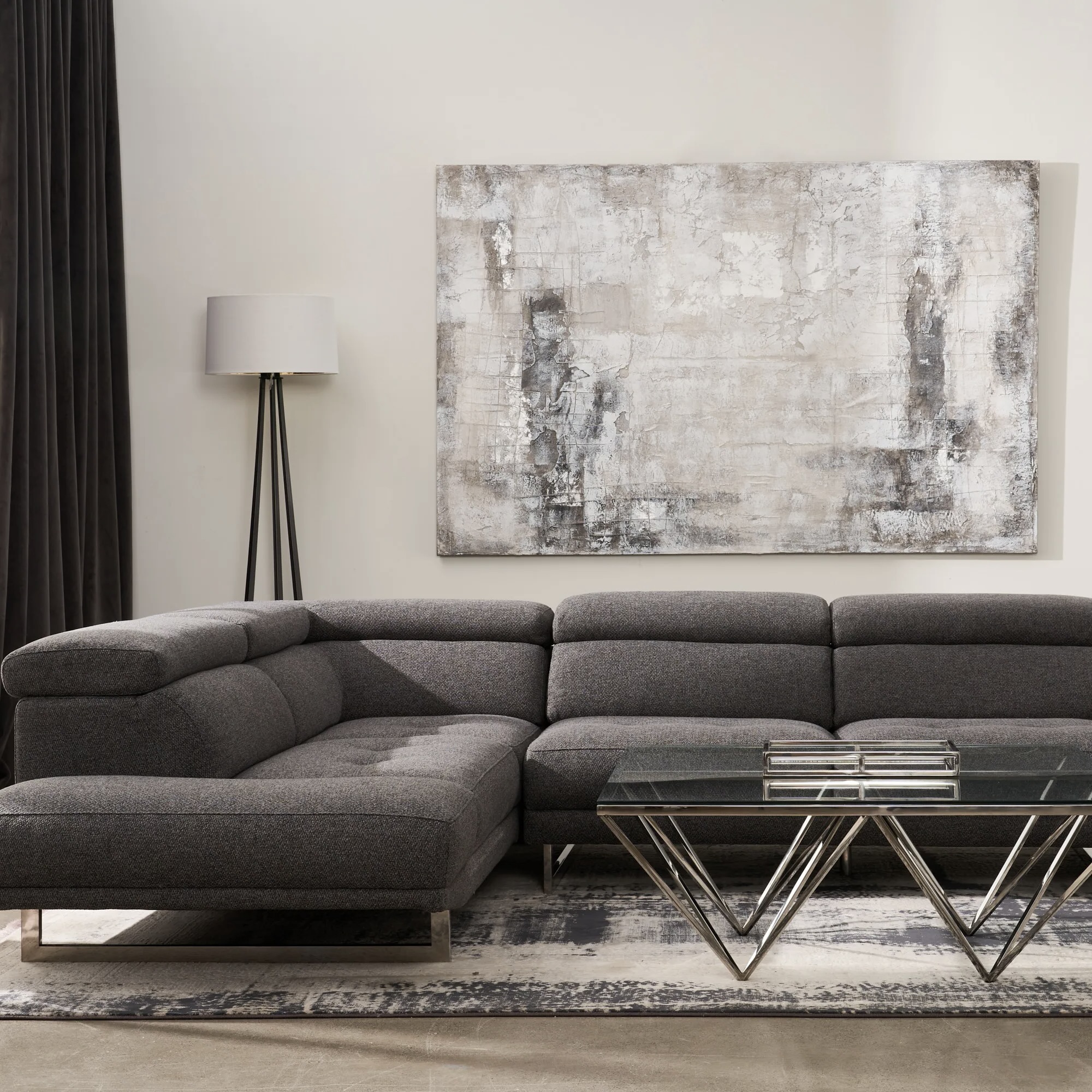 Albany Charcoal Woven Left Chaise Lounge