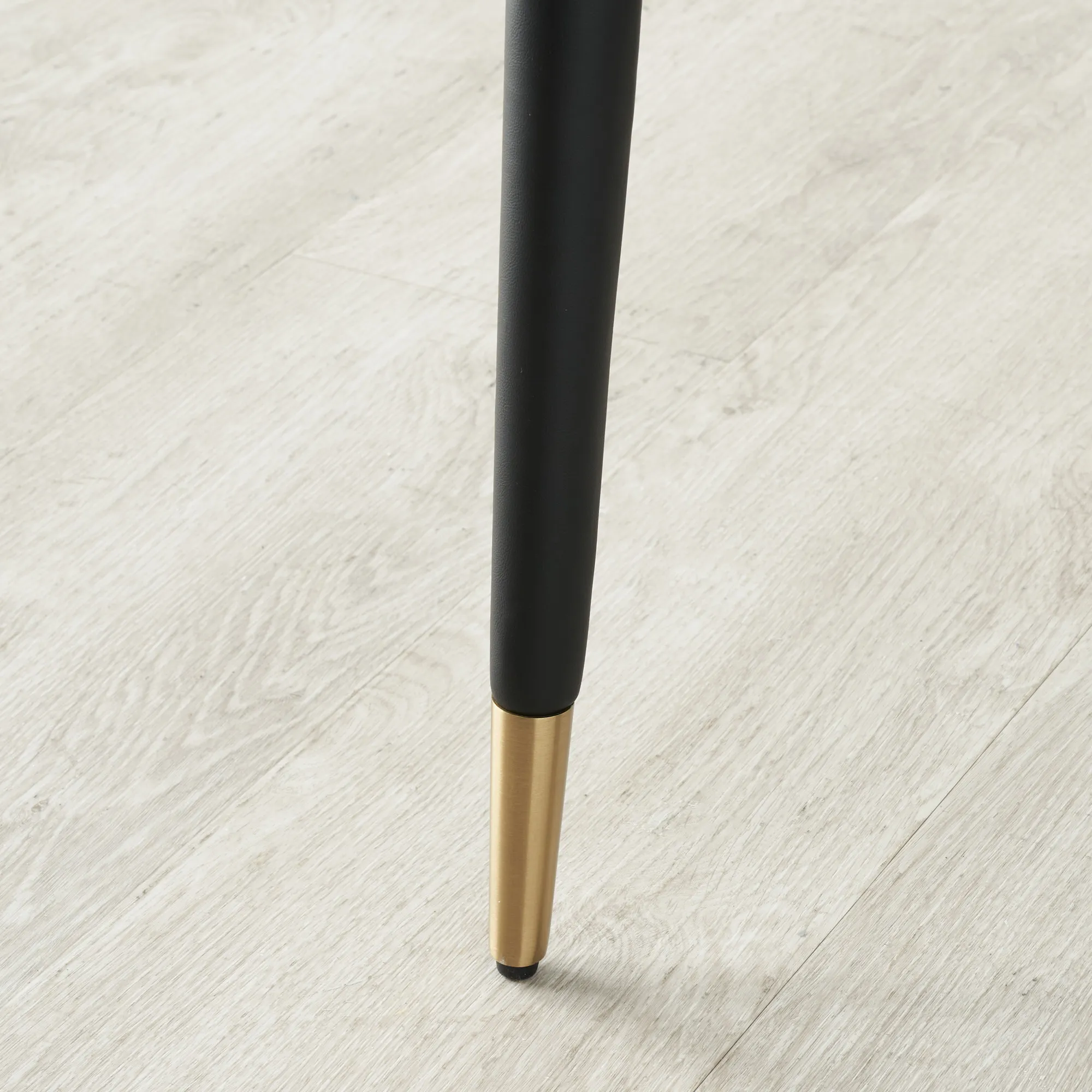 Moulin Black Vegan Leather Dining Chair - Brushed Gold Legs