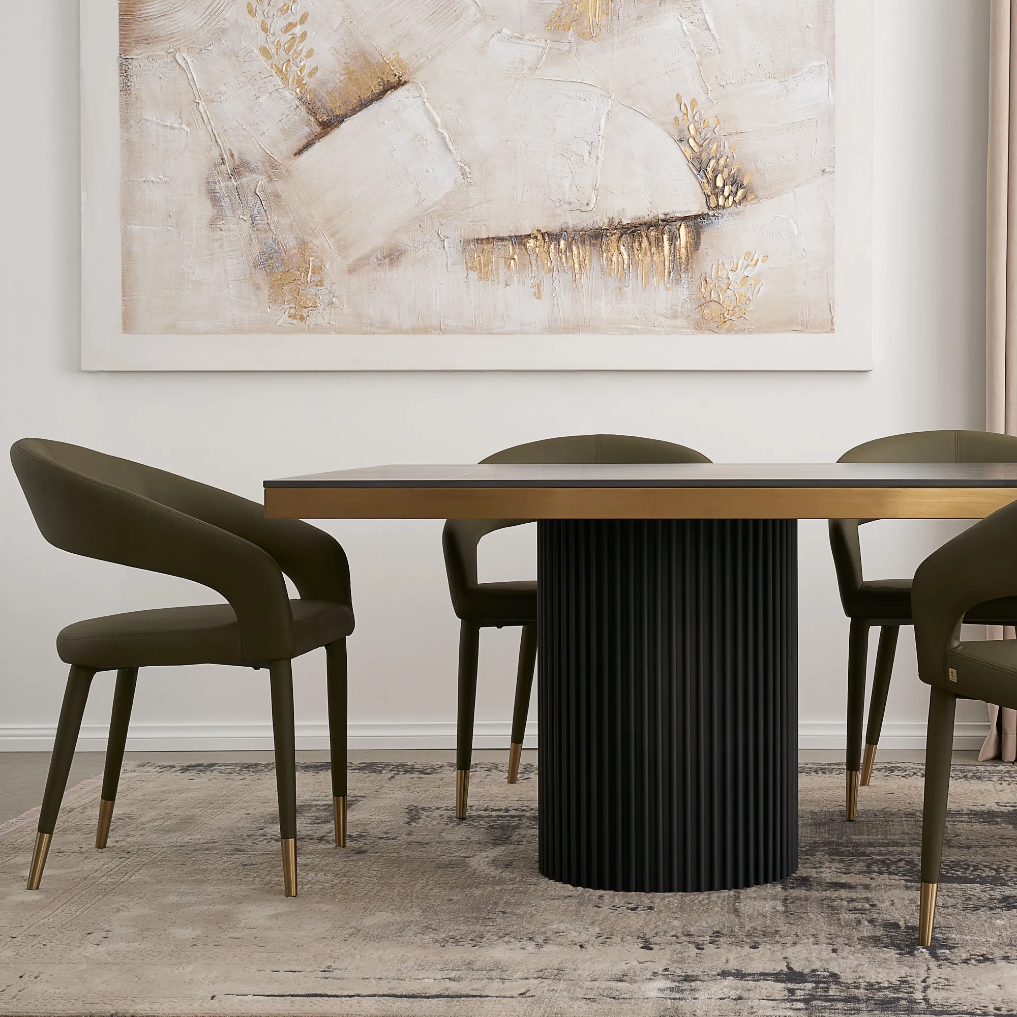 Moulin Sage Green Vegan Leather Dining Chair - Brushed Gold Legs