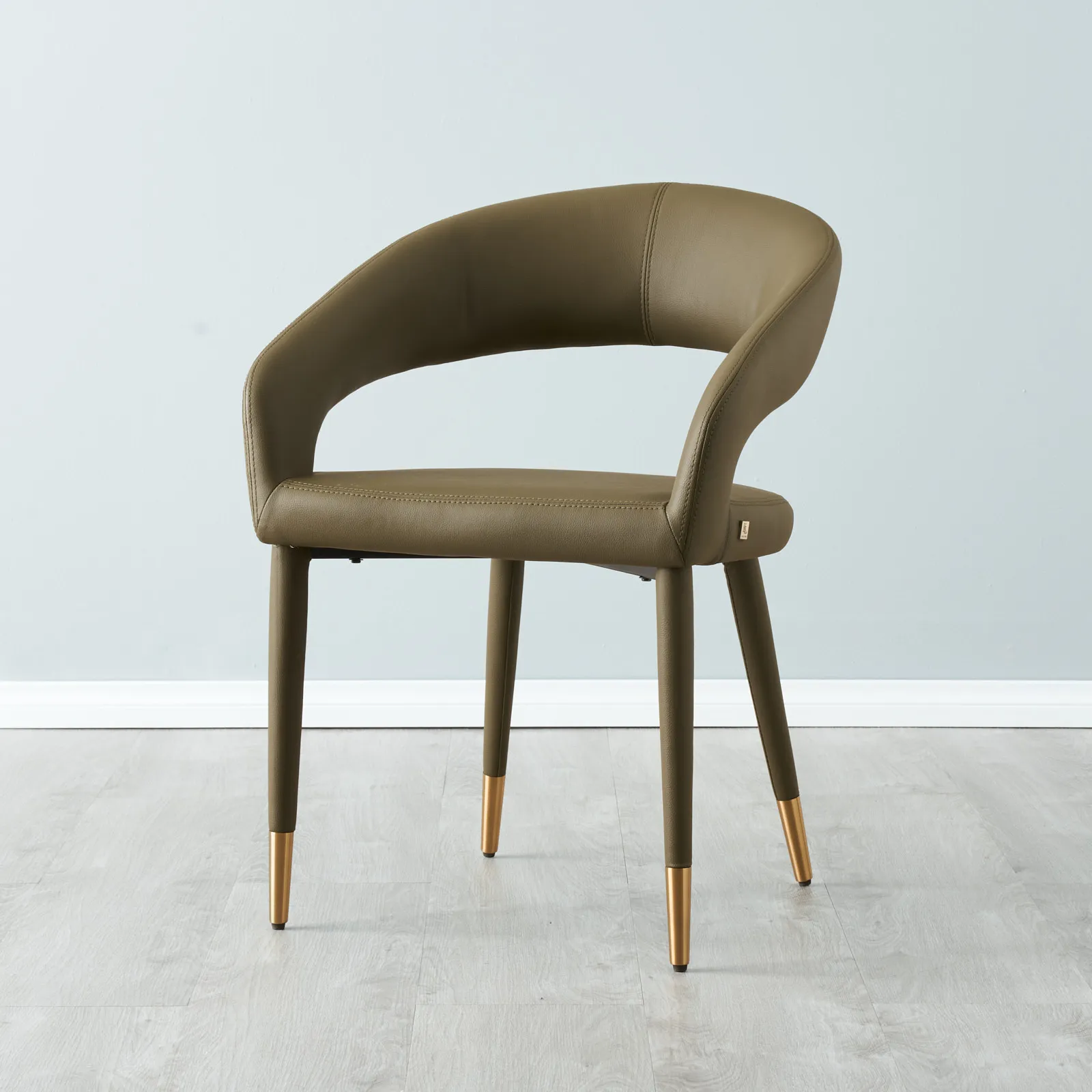 Moulin Sage Green Vegan Leather Dining Chair - Brushed Gold Legs
