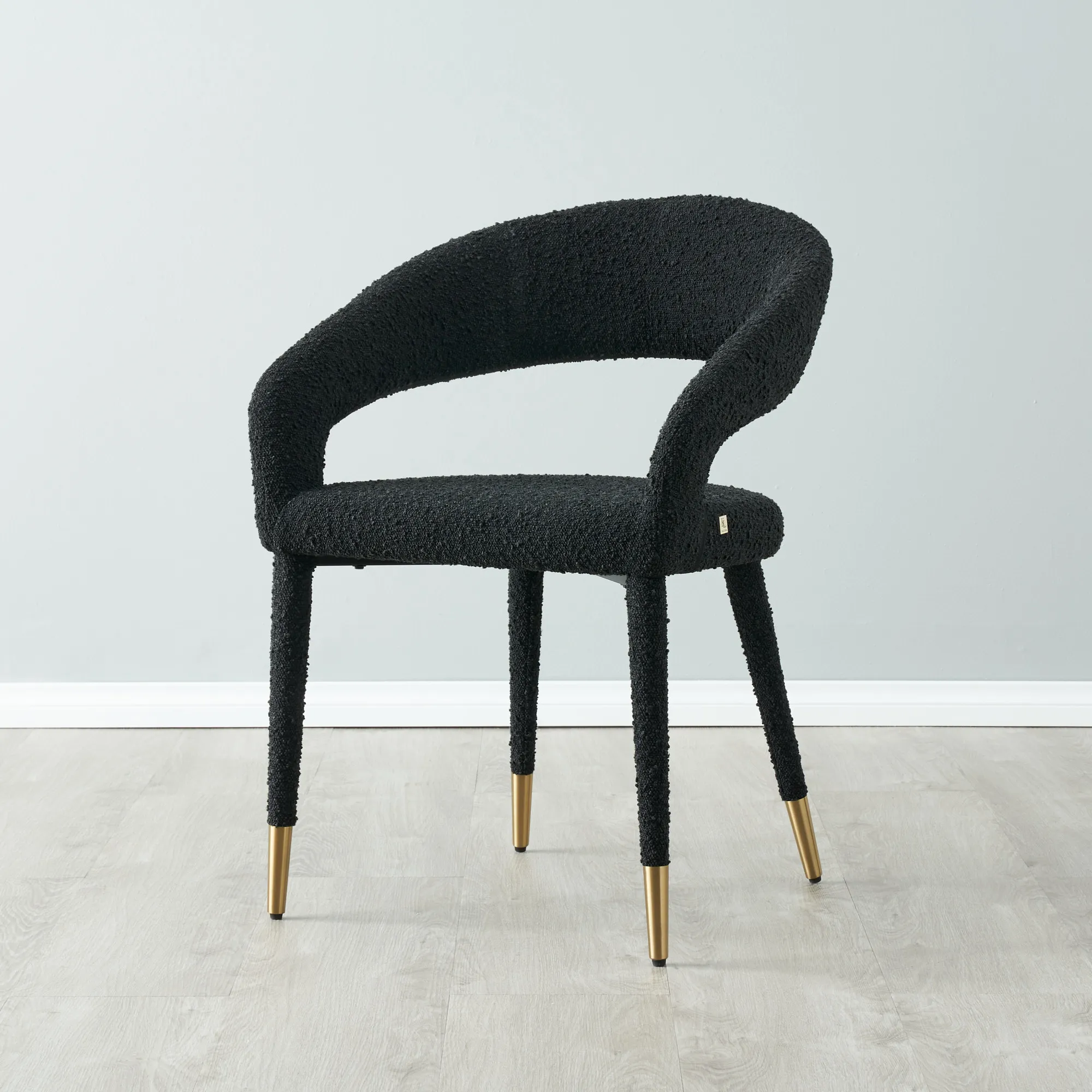 Moulin Black Boucle Dining Chair - Brushed Gold Legs