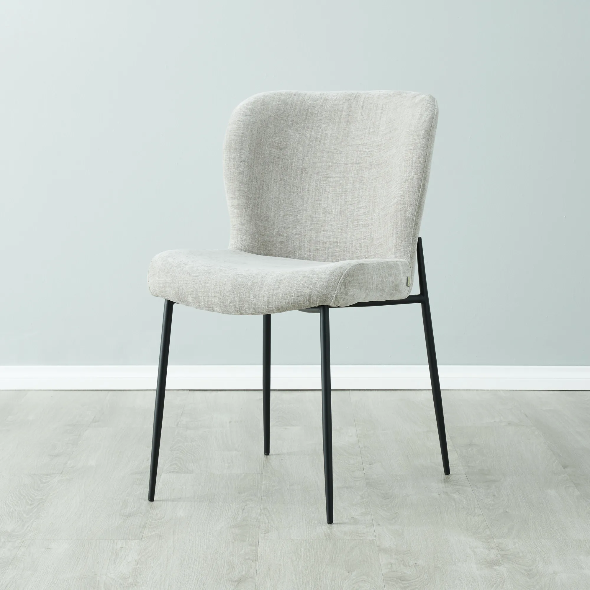 Hailey Vintage Grey Fabric Dining Chair - Black Legs