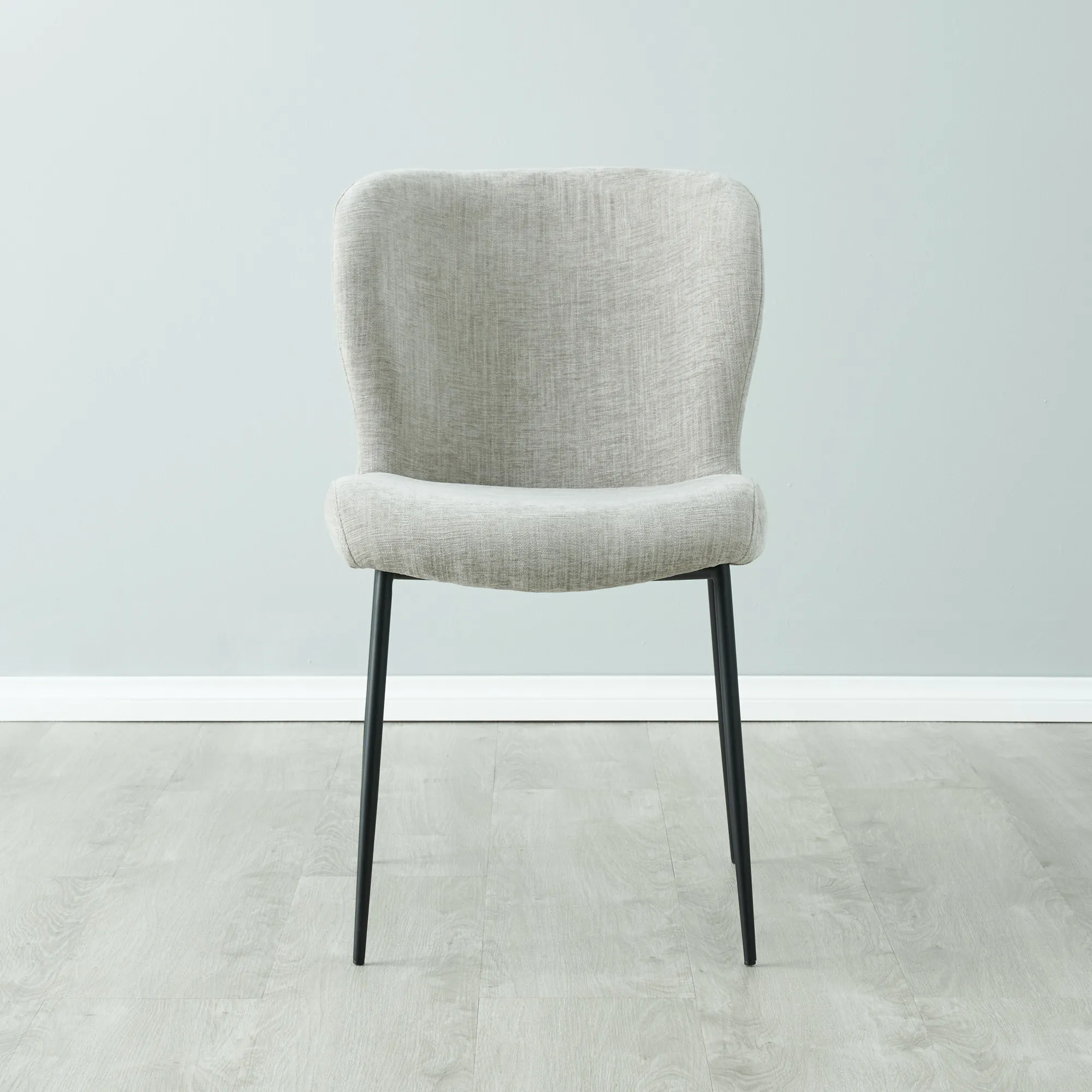Hailey Vintage Grey Fabric Dining Chair - Black Legs