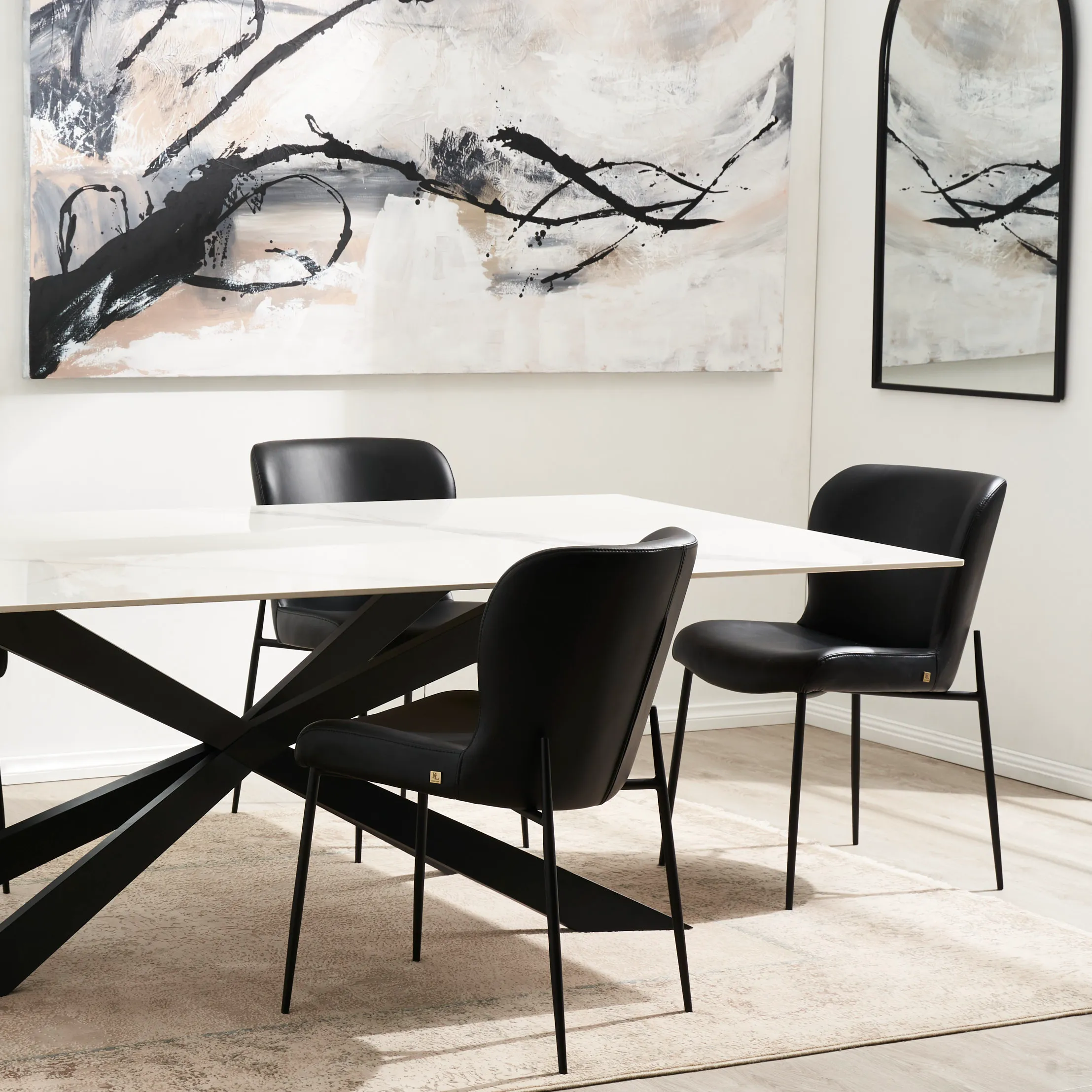 Hailey Black Vegan Leather Dining Chair - Black Legs