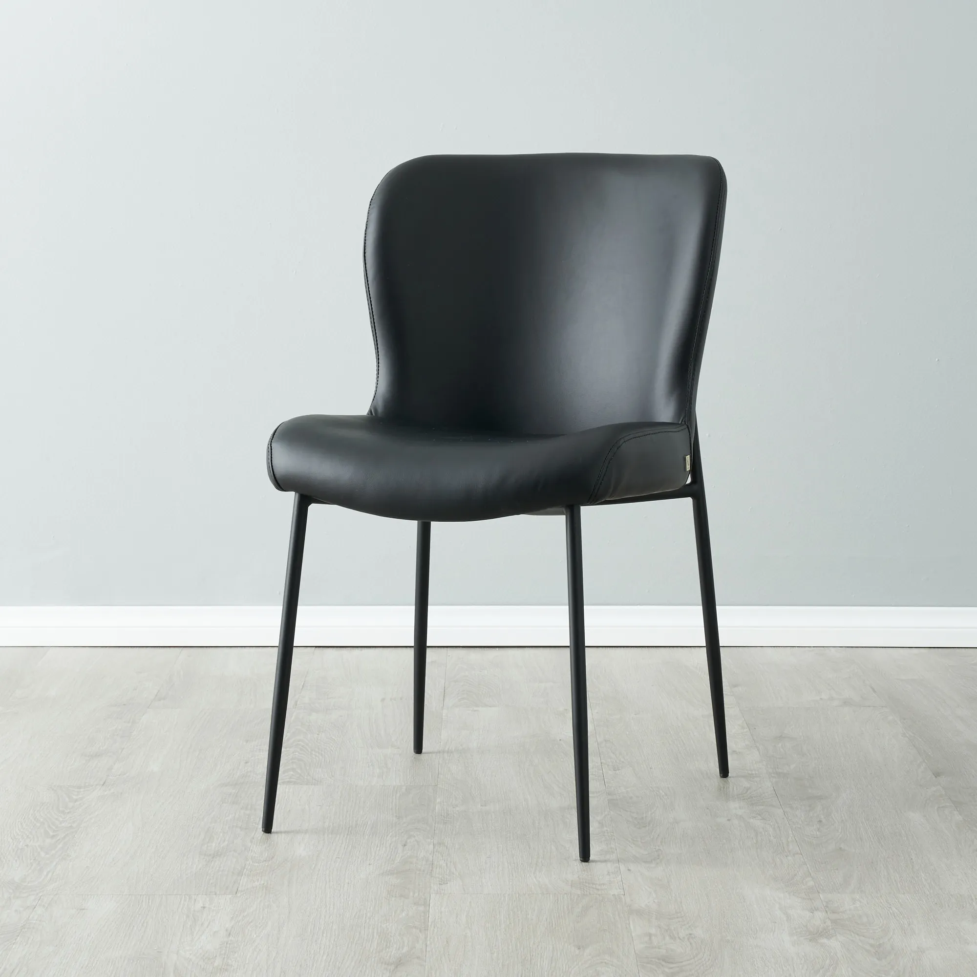 Hailey Black Vegan Leather Dining Chair - Black Legs