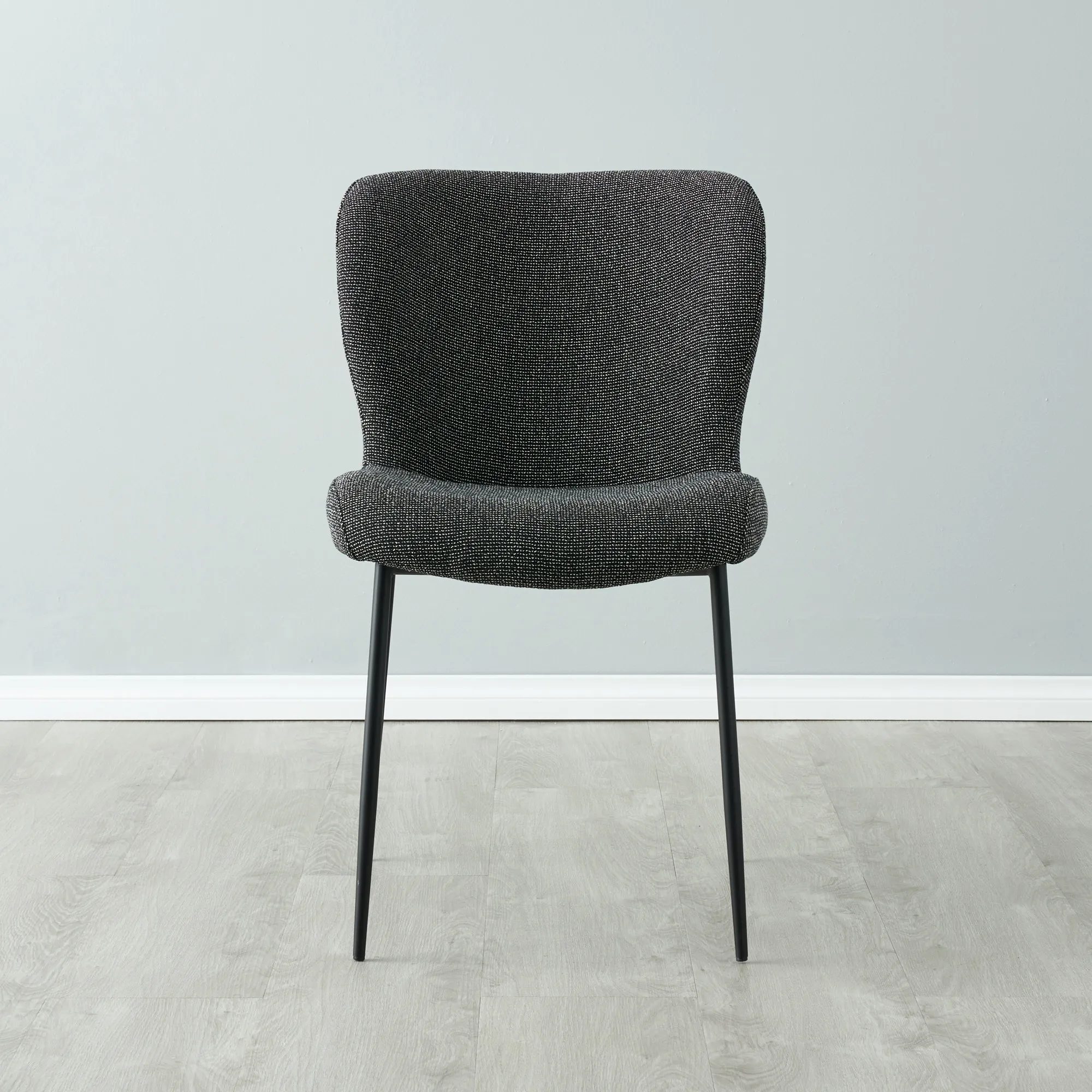 Hailey Cosmos Black Woven Fabric Dining Chair - Black Legs
