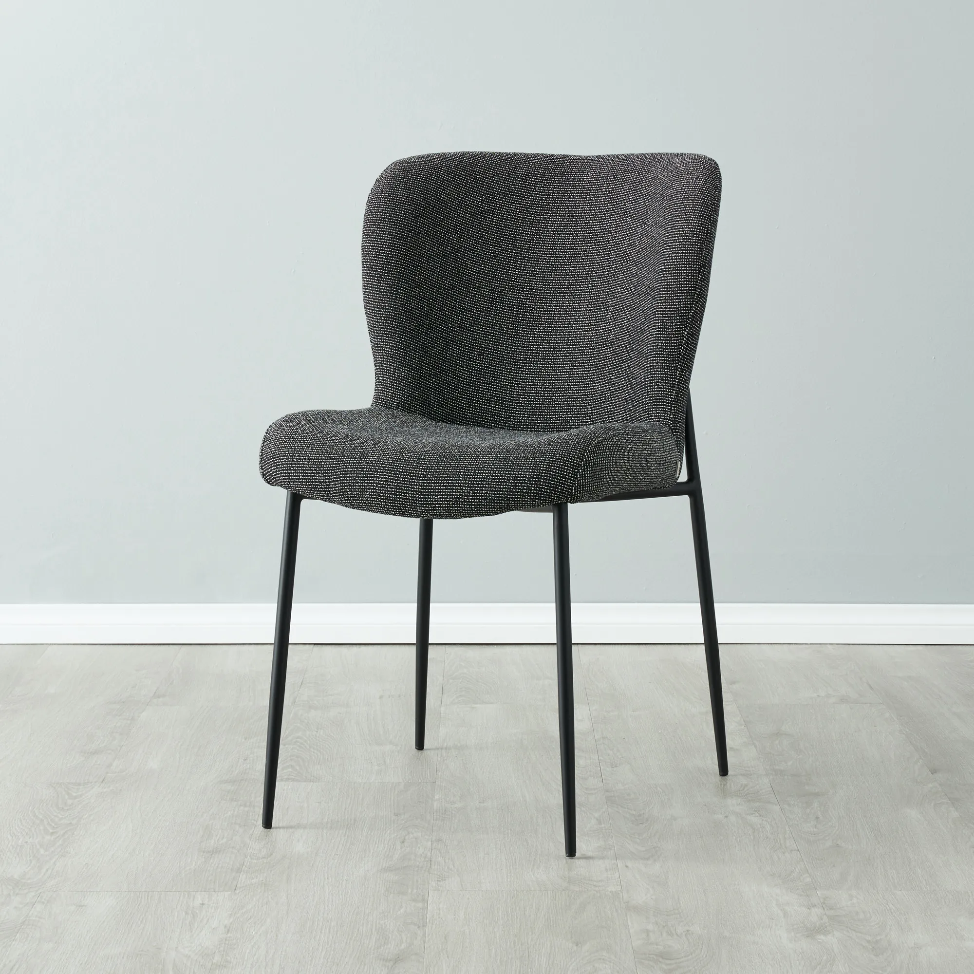Hailey Cosmos Black Woven Fabric Dining Chair - Black Legs