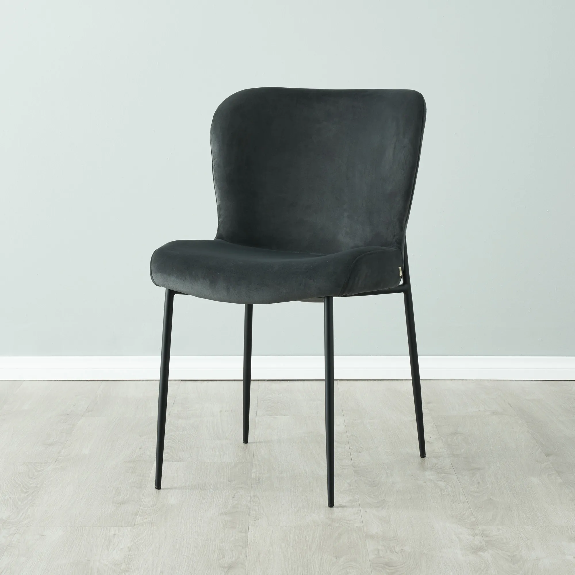 Hailey Charcoal Velvet Dining Chair - Black Legs 