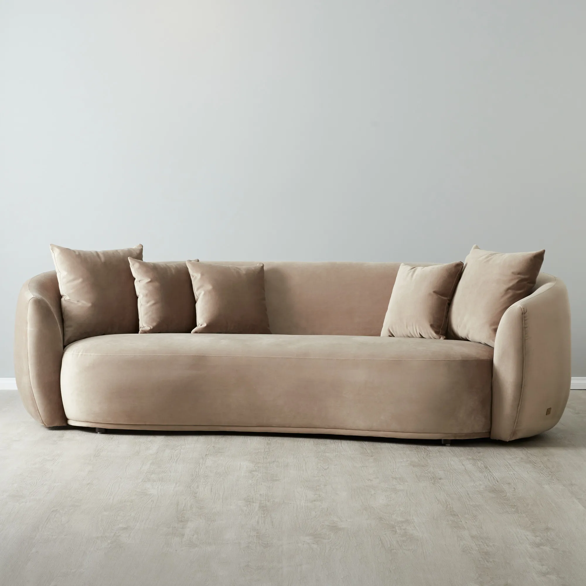 Everett Beige Velvet 3 Seater Sofa