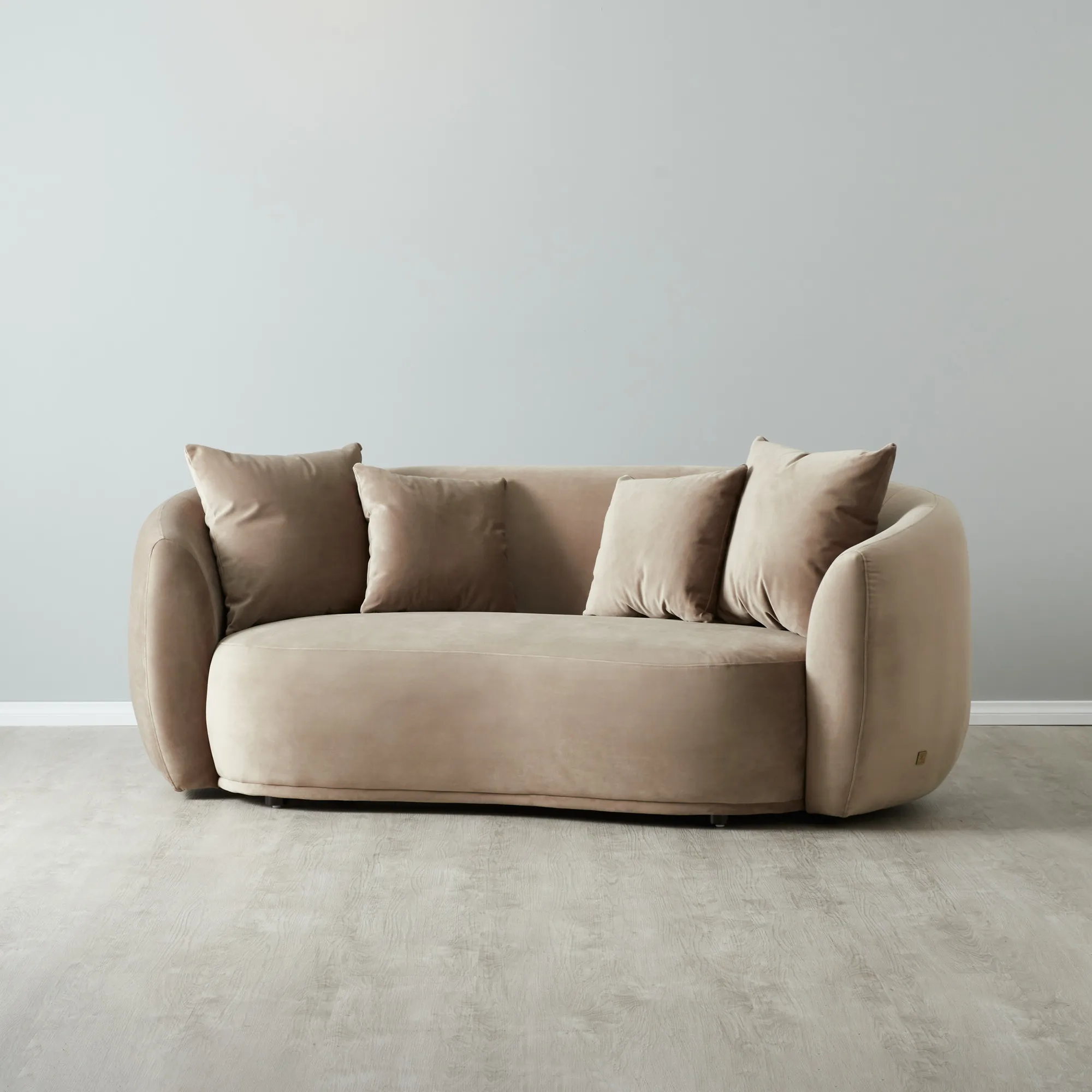 Everett Beige Velvet 2 Seater Sofa