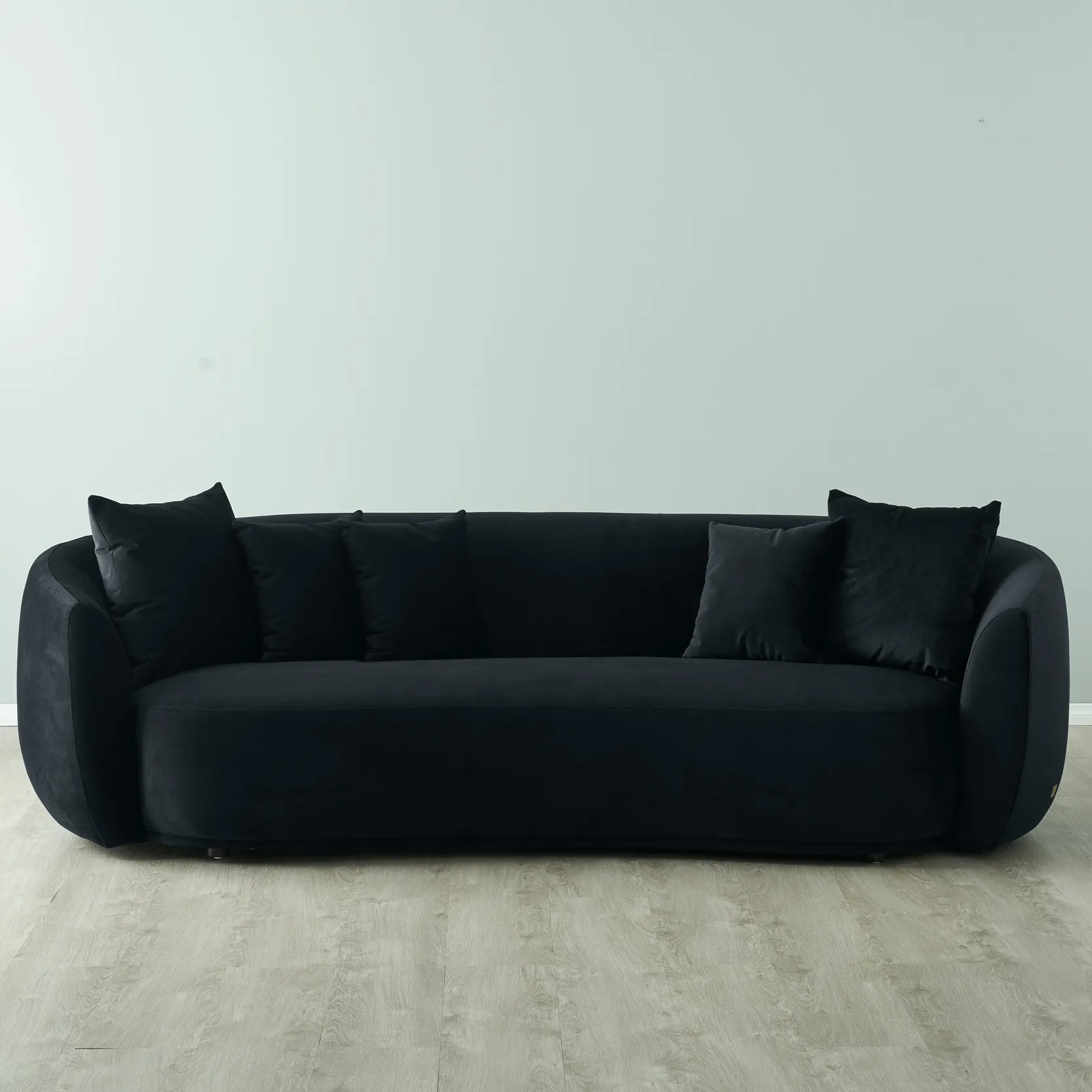 Everett Onyx Black Velvet 3 Seater Sofa