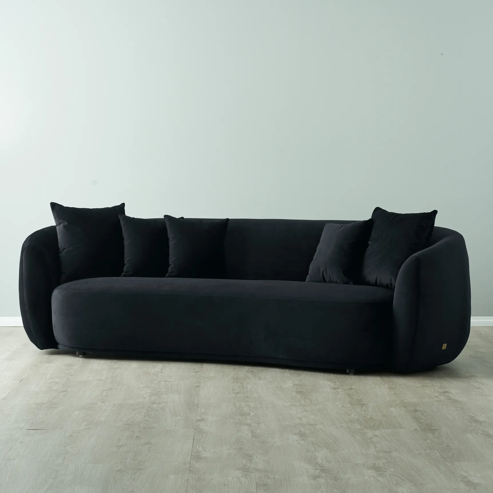 Everett Onyx Black Velvet 3 Seater Sofa
