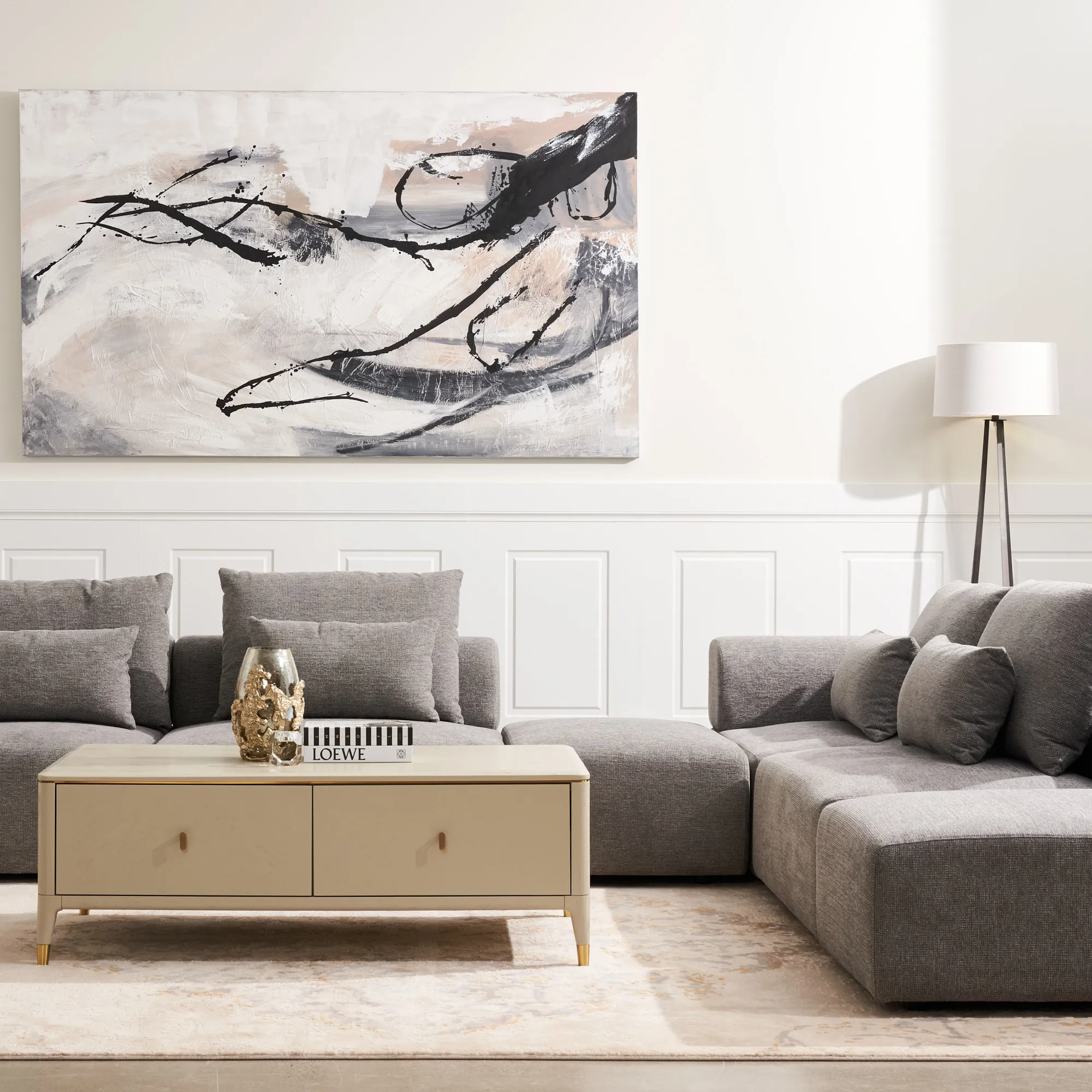 Riviera II Graphite Fabric Modular Sofa