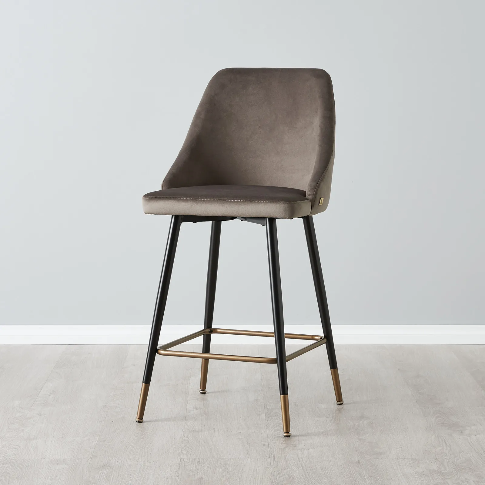 Winston III Mushroom Velvet 64cm Counter Stool 