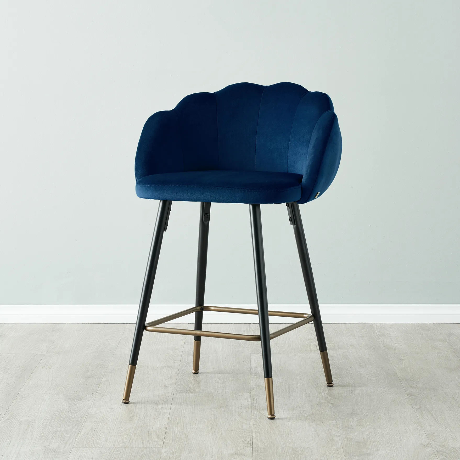 Amber III Navy Velvet Counter Stool