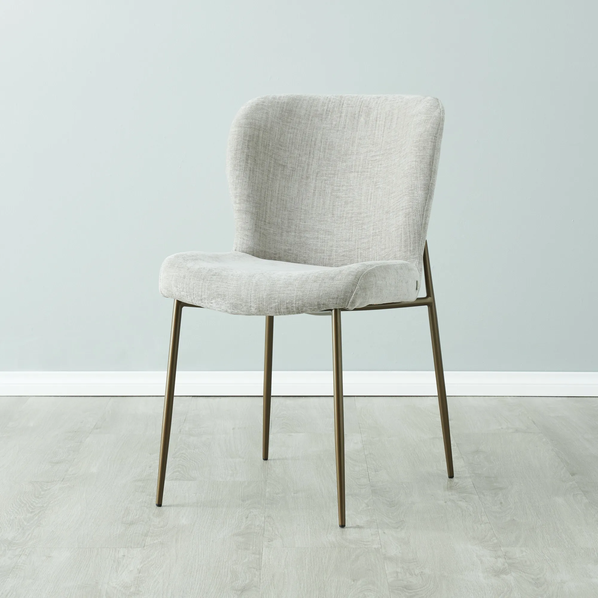 Hailey Vintage Grey Fabric Dining Chair - Bronze Legs