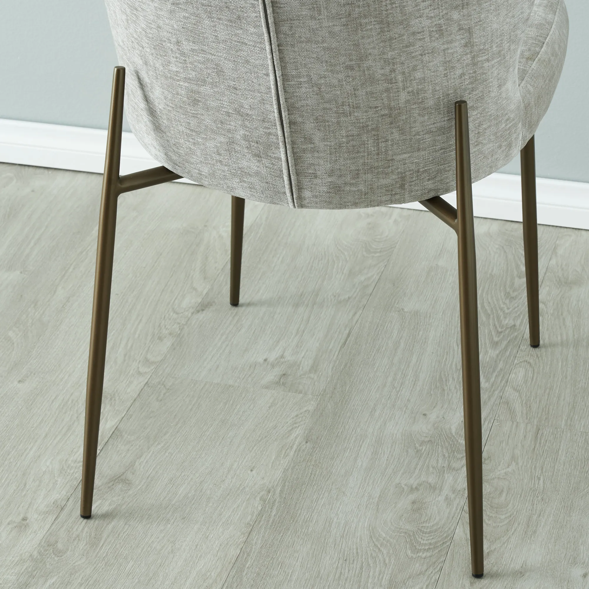 Hailey Vintage Grey Fabric Dining Chair - Bronze Legs