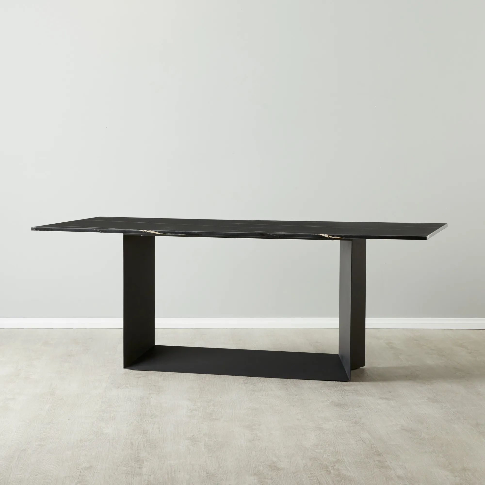 Isla Black Marble Dining Table - Black Metal Legs
