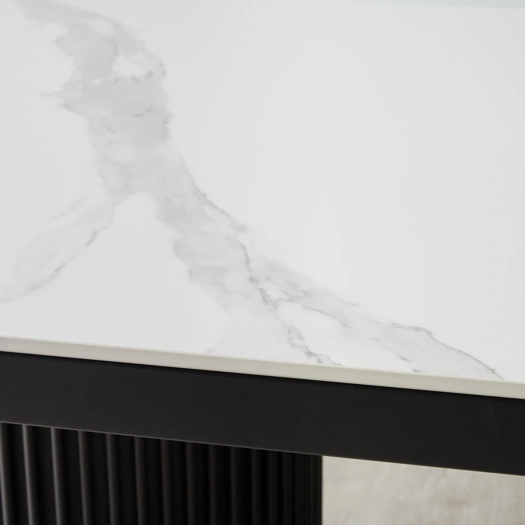 Archie White Sintered Stone Dining Table - Matte Black Legs 240x118cm