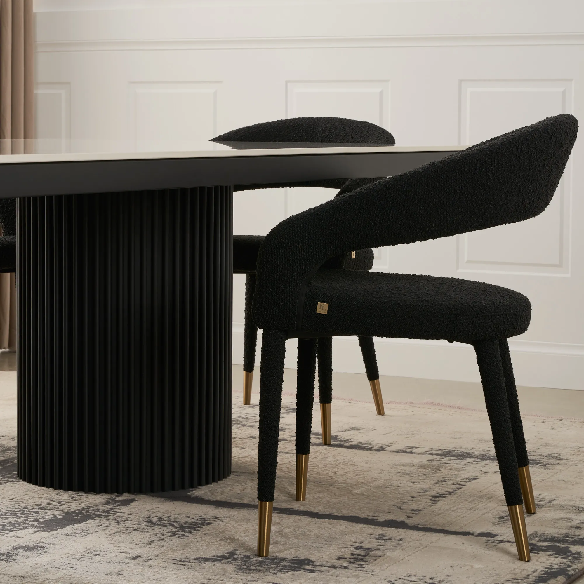 Archie White Sintered Stone Dining Table - Matte Black Legs 240x118cm