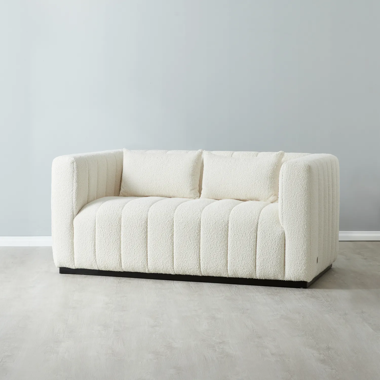 Storme Cream Turrel 2-Seater Fabric Sofa - Black Legs