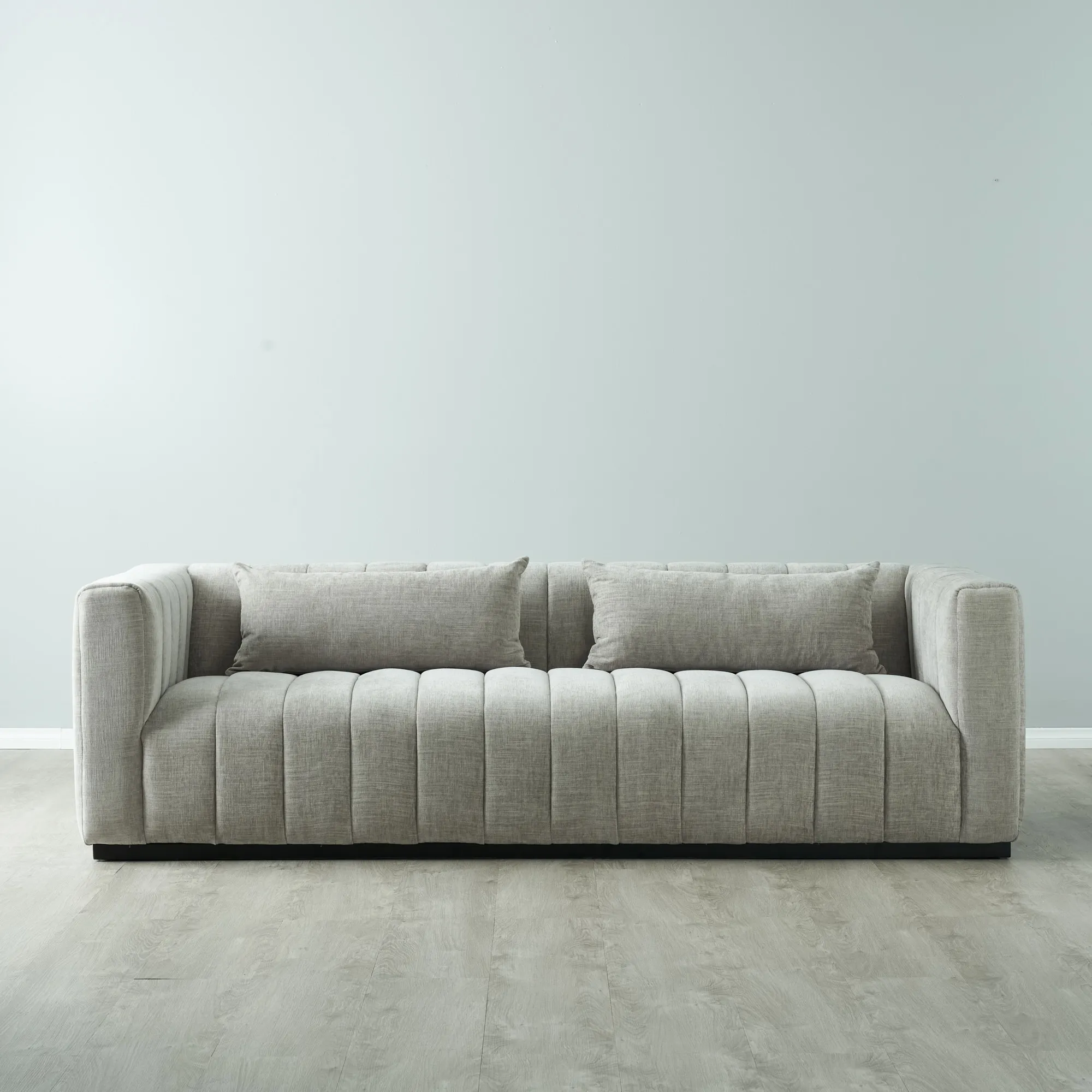 Storme Vintage Grey 3-Seater Fabric Sofa - Black Legs