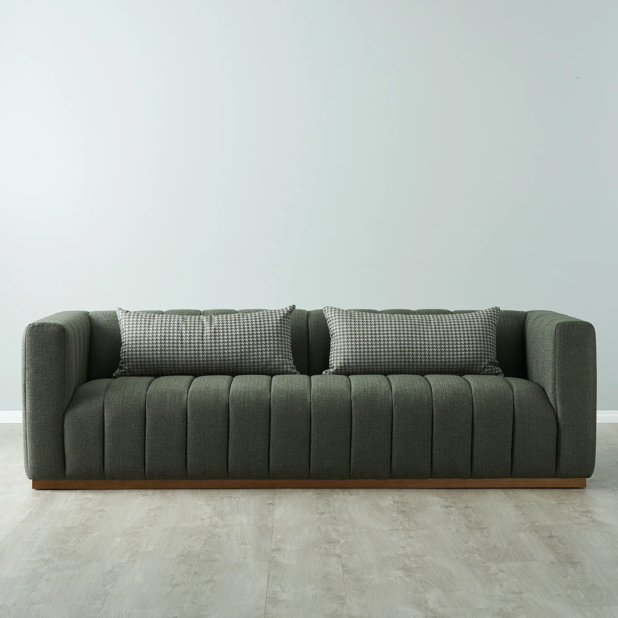 Storme Kombu Green 3-Seater Fabric Sofa - Brown Legs