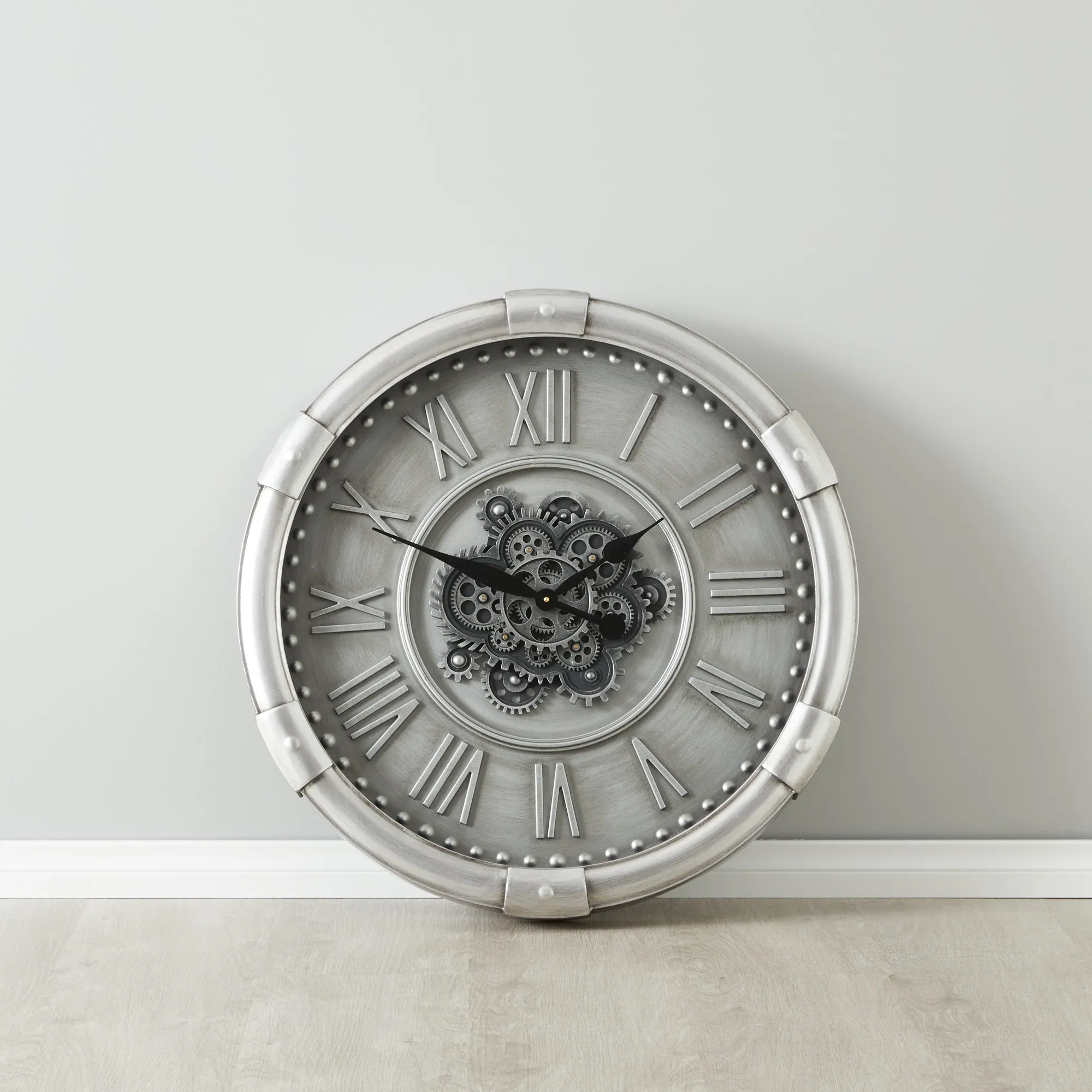 Chopper Silver Metal Round Wall Clock