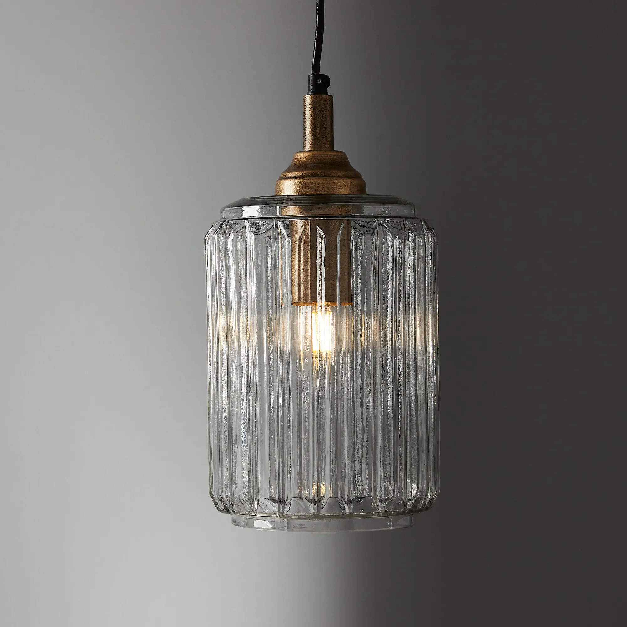 Anna Clear Glass Antique Gold Pendant - Small