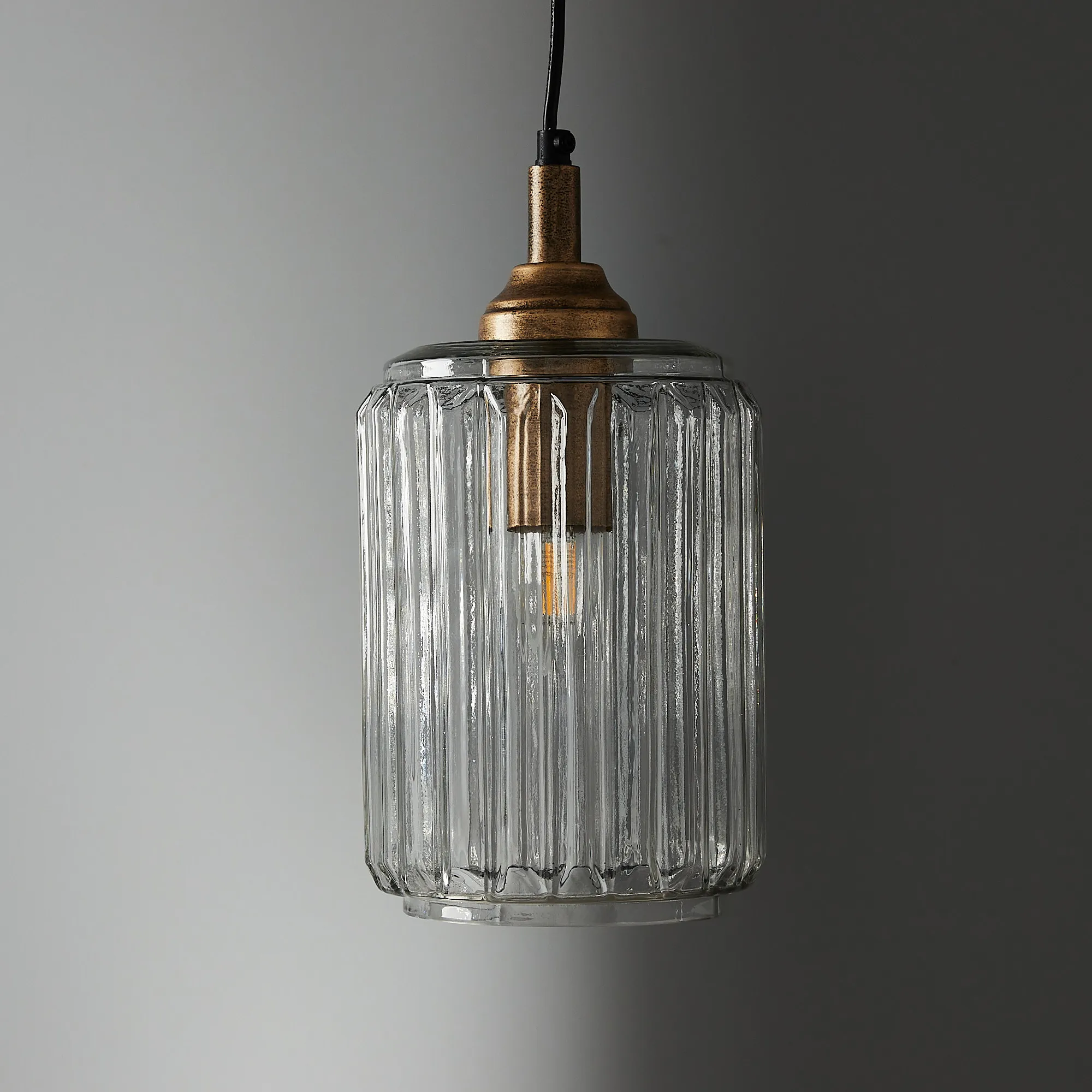 Anna Clear Glass Antique Gold Pendant - Small